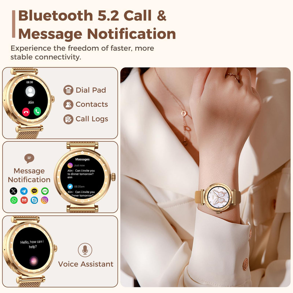 Smart Watch Women, 2025 New Smartwatch Woman with Calls, Smart Watch Menstrual Cycle/Sleep Monitor/SpO2/Pedometer/110+ Sports Modes, IP68 Waterproof Sports Watch for Android iOS