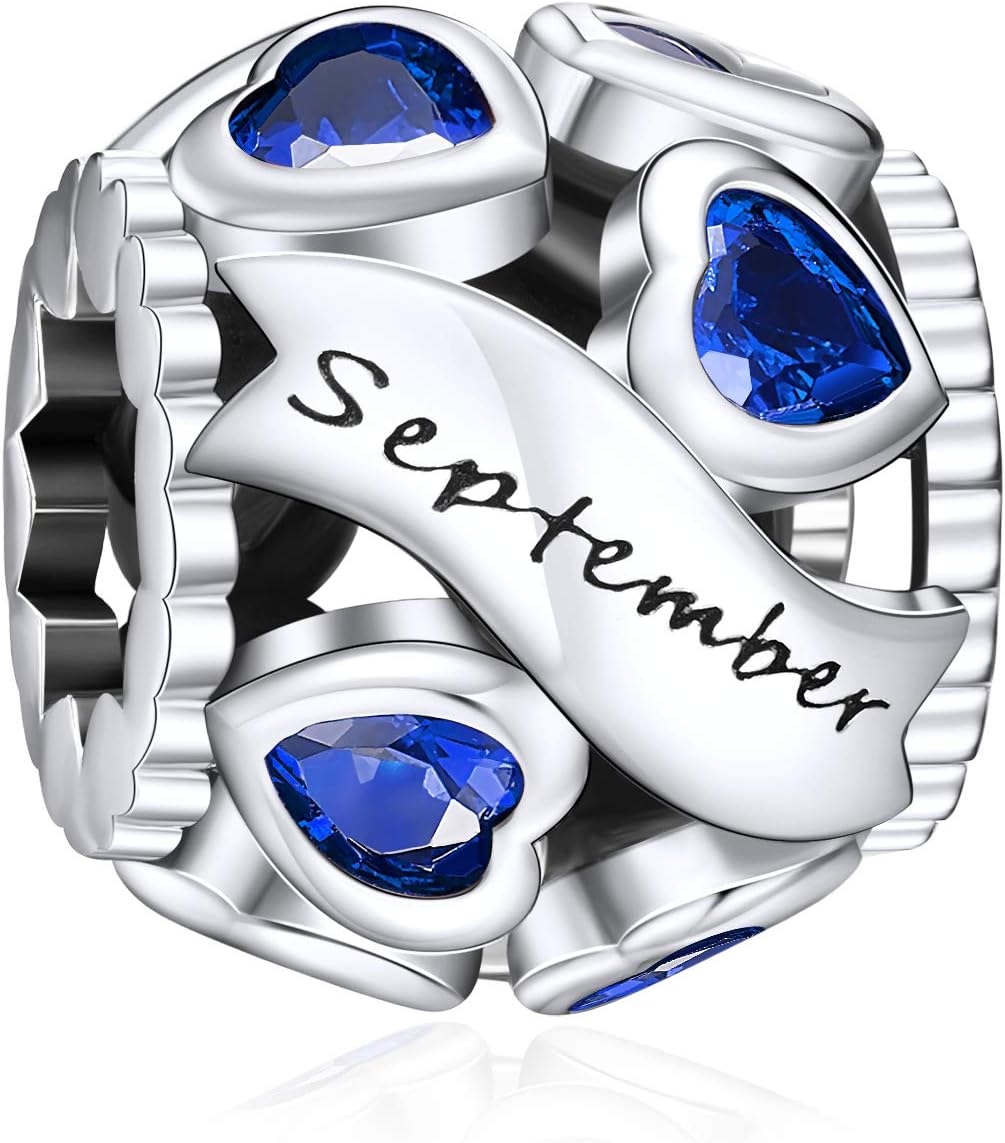 NINGAN Missangas de prata de lei 925 com pedra natal para pulseiras e colares com zircónia cúbica 5A, aniversário, dia da mãe, presentes de joalharia para mulheres e meninas