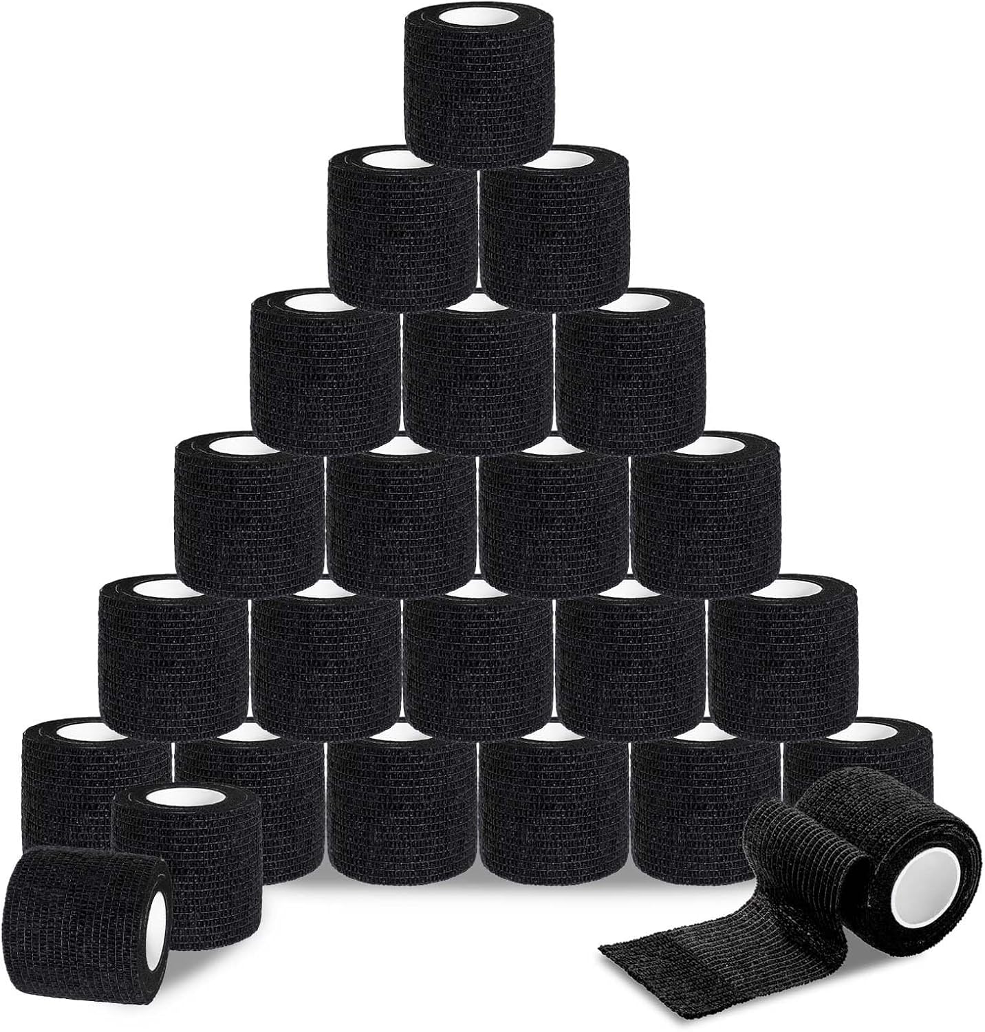 ROELLY 24 Rolls of Crossfit Tape, Sports Tape, 5 cm x 4.5 m, Cohesive Bandage, First Aid Bandages for Wrists, Ankles, Can Be Used for People or Small Animals, Black