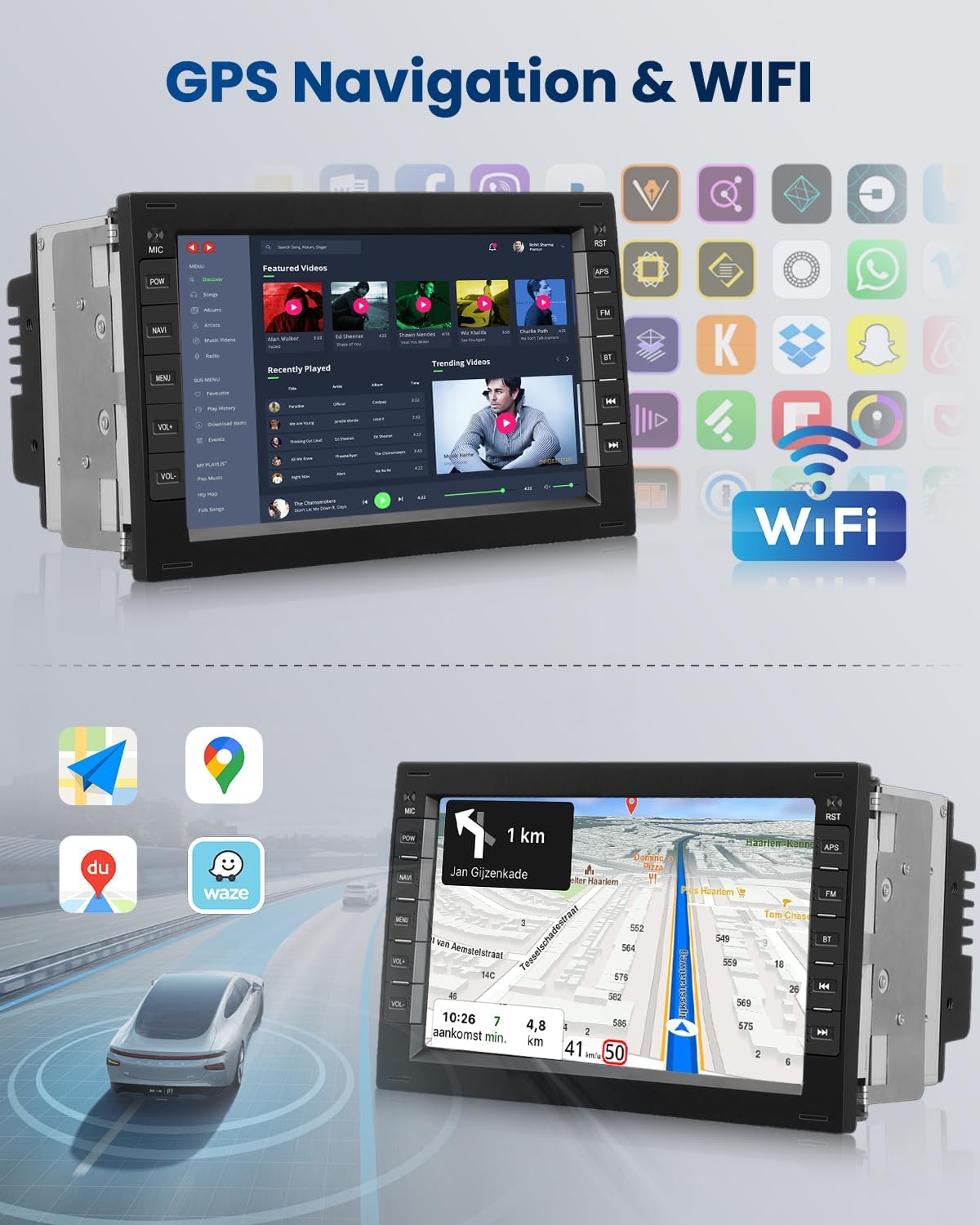 2G+64G Wireless Carplay Android 13 Car Radio for VW T5 Golf 4 Bora Polo Passat B5 Jetta Seat Peugeot 307 Ford Galaxy 7 Inch Car Radio with Navi GPS WiFi Bluetooth FM/RDS Rear Camera