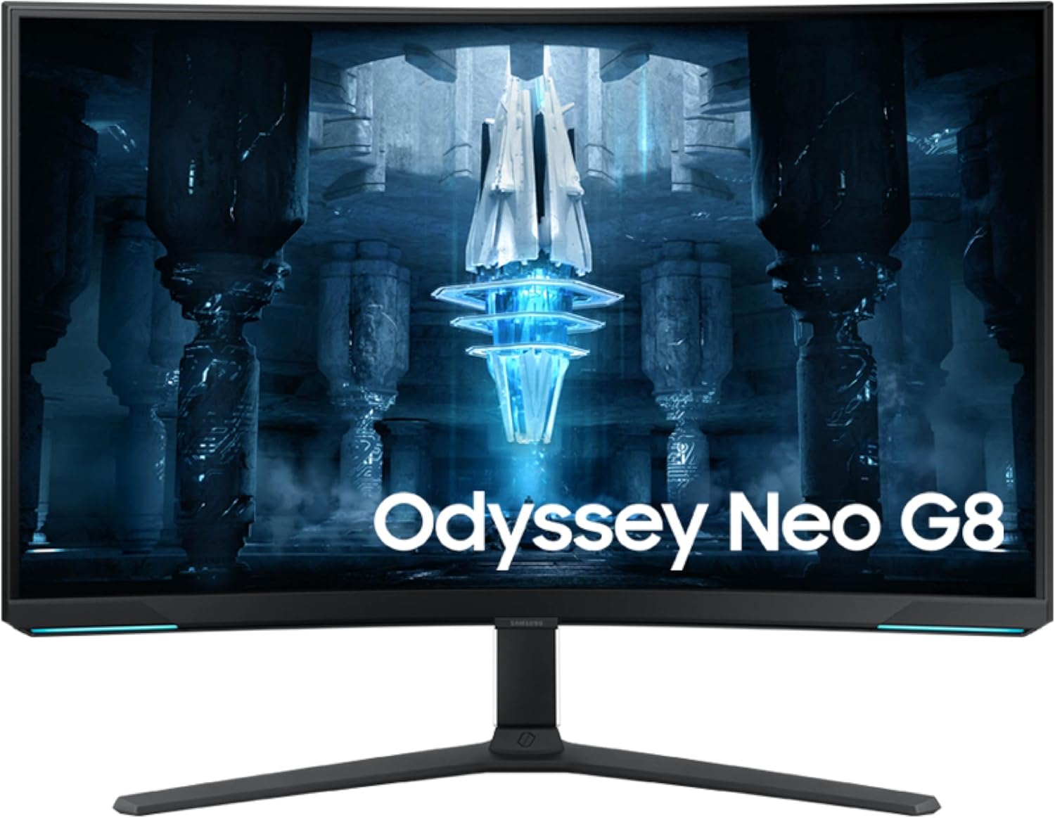 Samsung 32" Odyssey Neo G8 (G85NB) 4K UHD 240Hz 1ms G-Sync 1000R Curved Gaming Monitor, Quantum HDR2000, AMD FreeSync Premium Pro, Matte Display, DisplayPort, Black & White, LS32BG852NNXGO