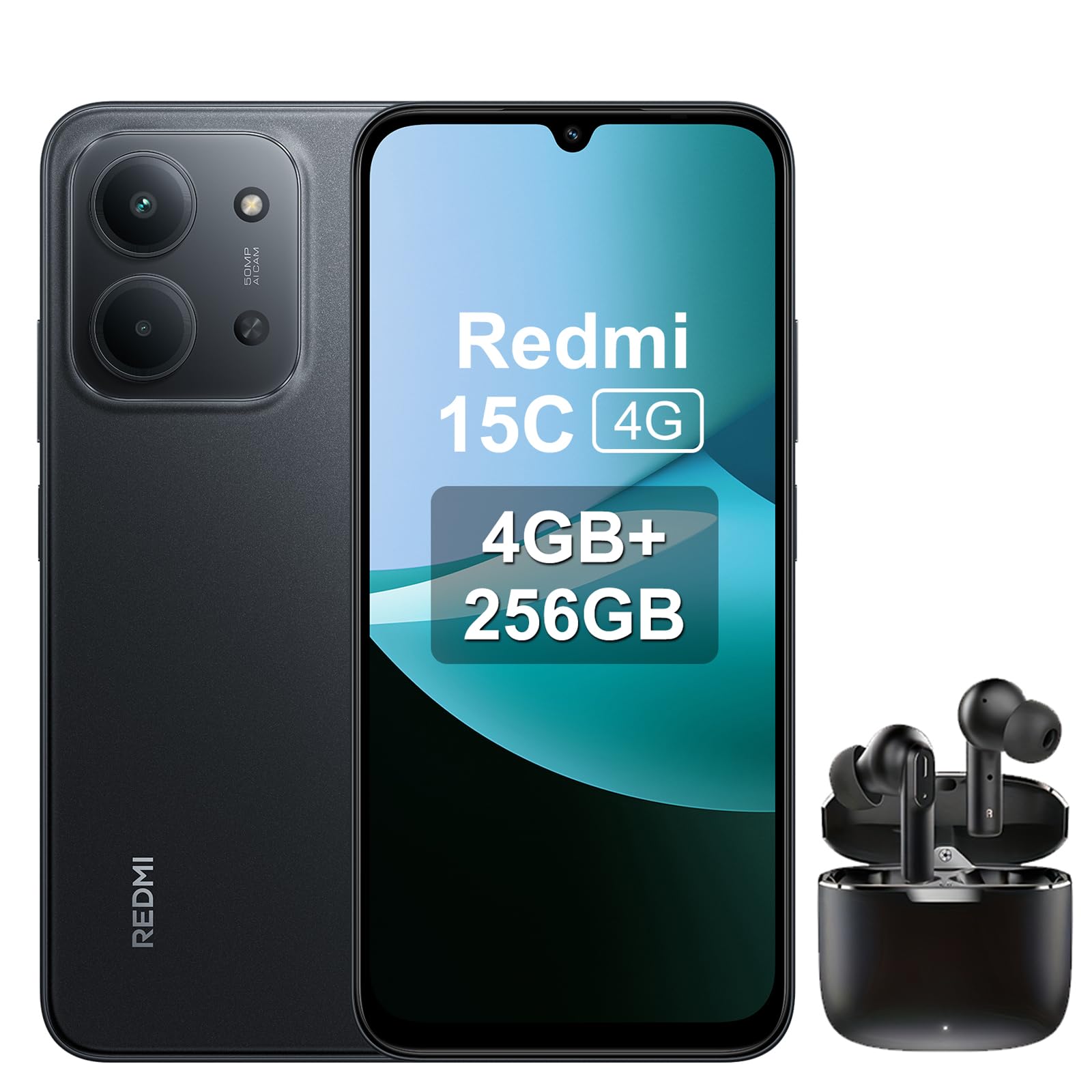 XIAOMI Redmi 15C - Smartphone de 4+256GB, Cámara Dual con IA de 50 MP, Pantalla inmersiva de 6,9" 120 Hz, Potente procesador octacore, Carga rápida de 33W, Cargador no Incluido, Naranja (Versión ES)