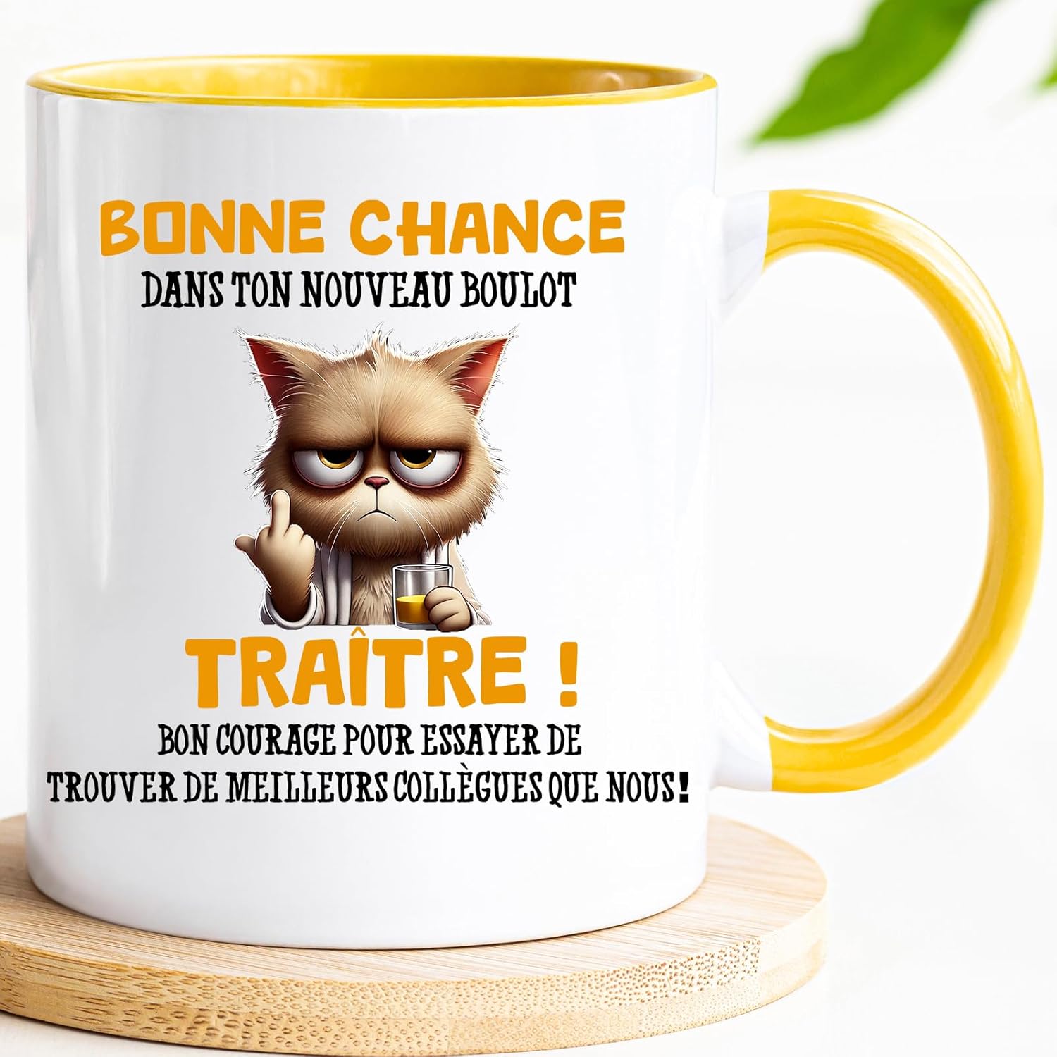 Jungle Mug Caneca do colega | presente divertido de início para colega | Boa sorte traidor! Caneca de humor preta | Caneca de presente para escritório, compatível com máquina de lavar louça e