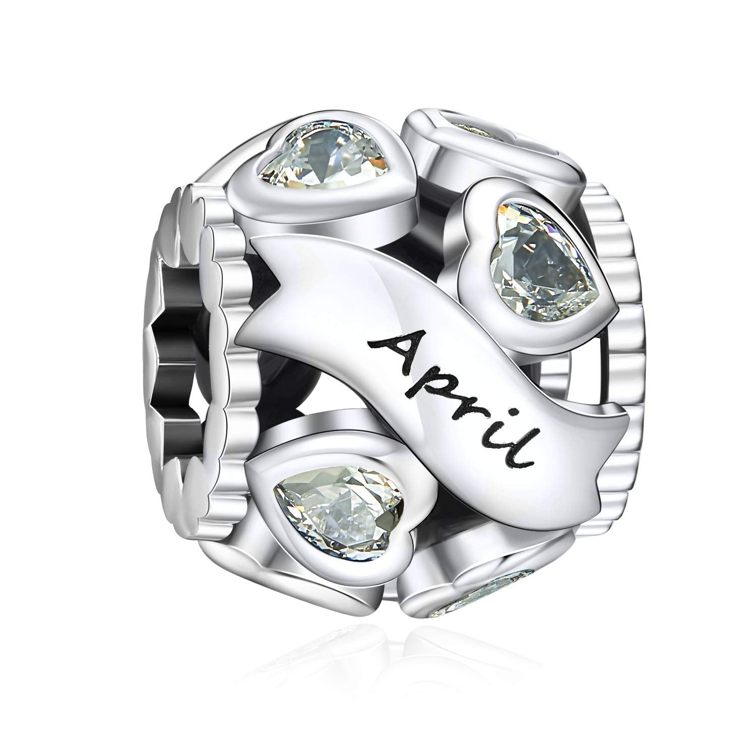 NINGAN Missangas de prata de lei 925 com pedra natal para pulseiras e colares com zircónia cúbica 5A, aniversário, dia da mãe, presentes de joalharia para mulheres e meninas