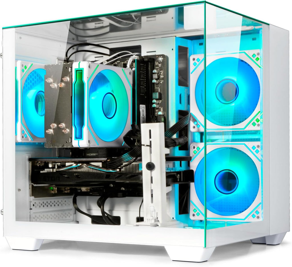 Gaming PC Desktop, Ryzen 7 8700F, GeForce RTX 5060(8G), 32GB DDR5 RAM, 1TB NVMe 3.0 SSD, Wi-Fi 6 650W PSU High-end Tower Computer (White)
