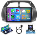 6G+128G 8 Core Wireless Carplay Android Car Radio for Toyota RAV4 2001-2006 9 Inch Screen Car Radio with Android Auto Navi GPS WiFi Mirror Link Bluetooth FM/RDS/DSP/SWC Rear Camera