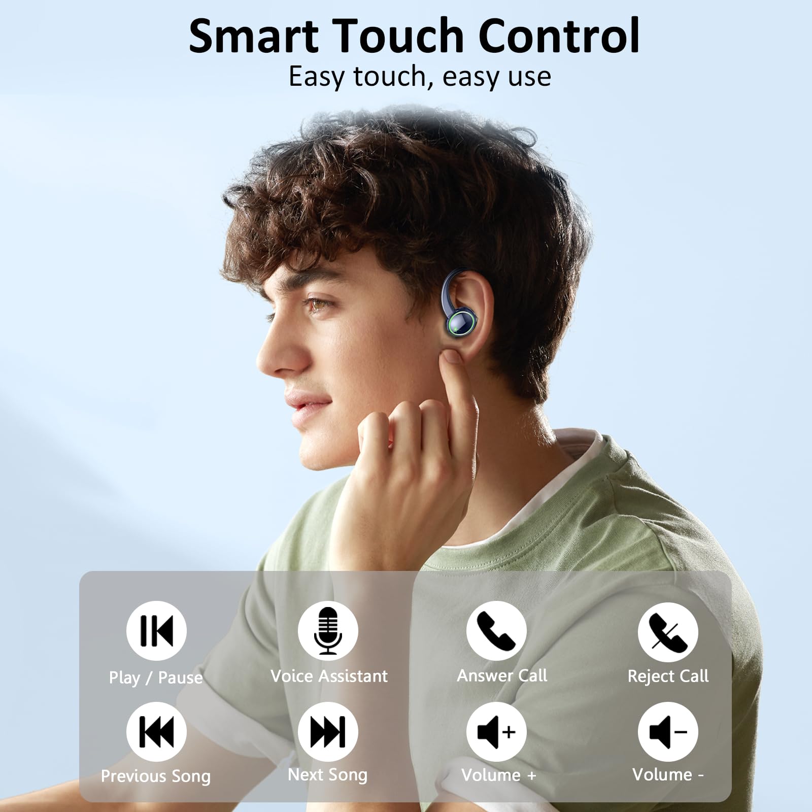 Bluetooth Headphones, Mpermeable Wireless Noise Cancelling Headphones ENC and 4 HD Mics, Sports Bluetooth Headphones with HiFi Stereo, Wireless Earbuds with Display