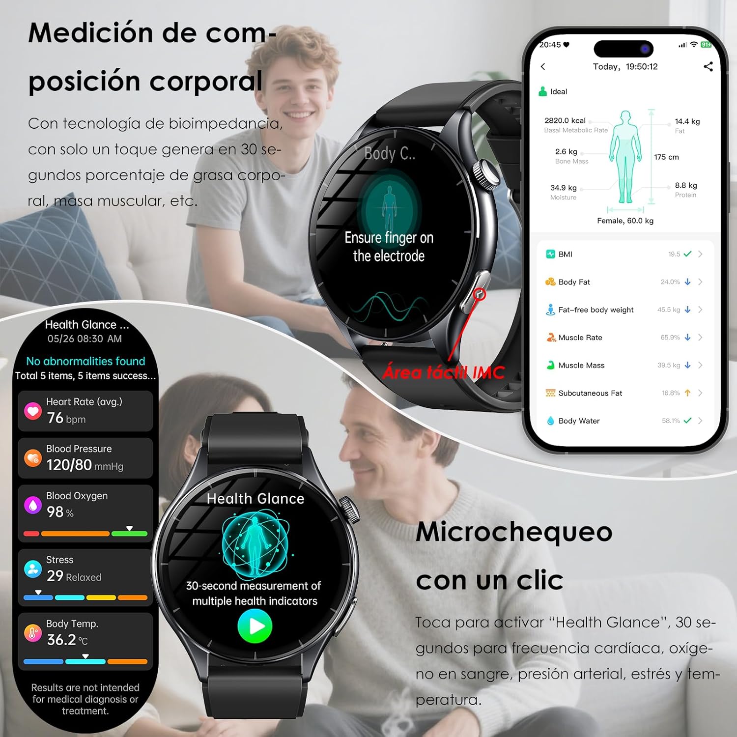 Smart Watch with Uric Acid, 1.56 inch AMOLED Smartwatch with Bluetooth Calls, 24H Heart Rate and SpO2 Temperature Sleep Sports Watch for Android iOS