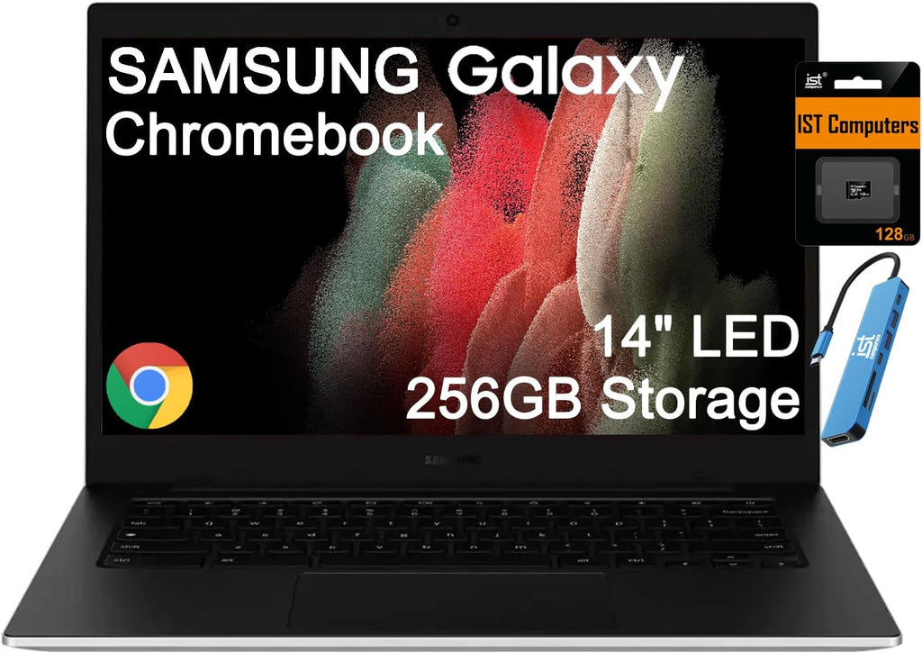 Samsung 14" Galaxy Chromebook Go Laptop PC Computer, Intel Celeron N4500 Processor, 4GB RAM, 64GB Storage, ChromeOS, XE340XDA-KA2US, Student Laptop, Silver
