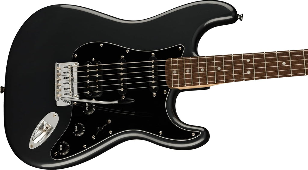 Squier by Fender Pack Affinity HSS, Charcoal Frost Metallic, con amplificador, pack de guitarra eléctrica, Incluye cursos virtuales gratuitos en Fender Play
