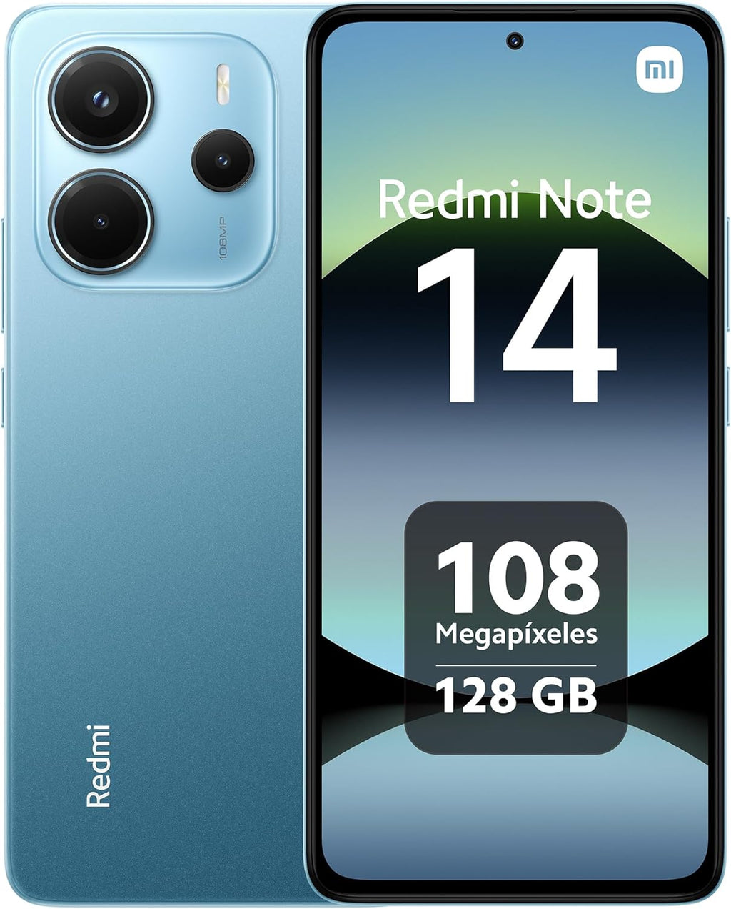 XIAOMI Redmi Note 14 - Smartphone de 8+128GB, Pantalla de 6.67" AMOLED FHD+ 120Hz, MediaTek Helio G99-Ultra, cámara de 108MP, TurboCharge 33W, 5500 mAh, Cargador no Incluido, Azul (Versión ES)