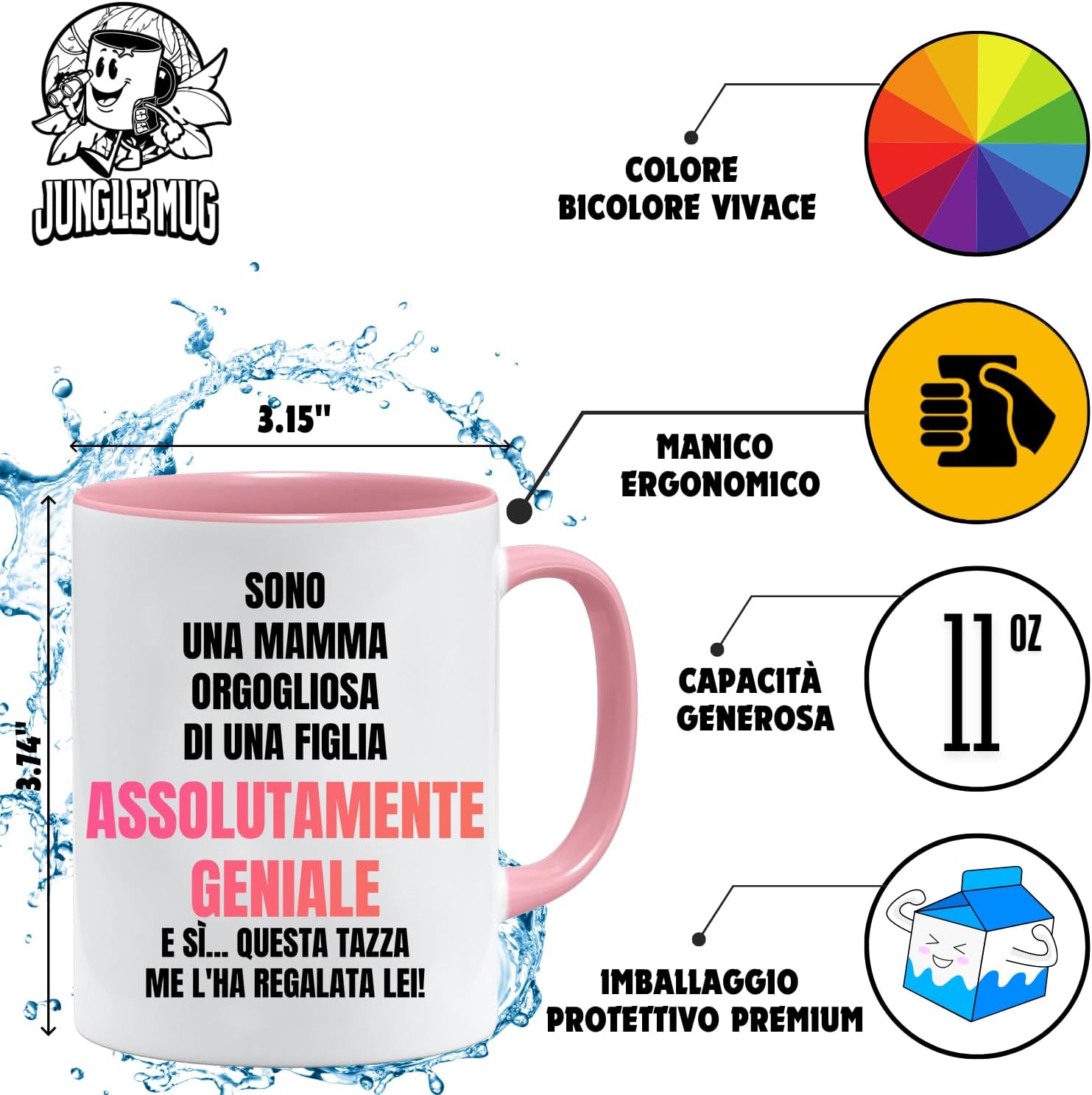 Jungle Mug Caneca com texto em alemão Stolze Mama von genialer Tochter für Mutter