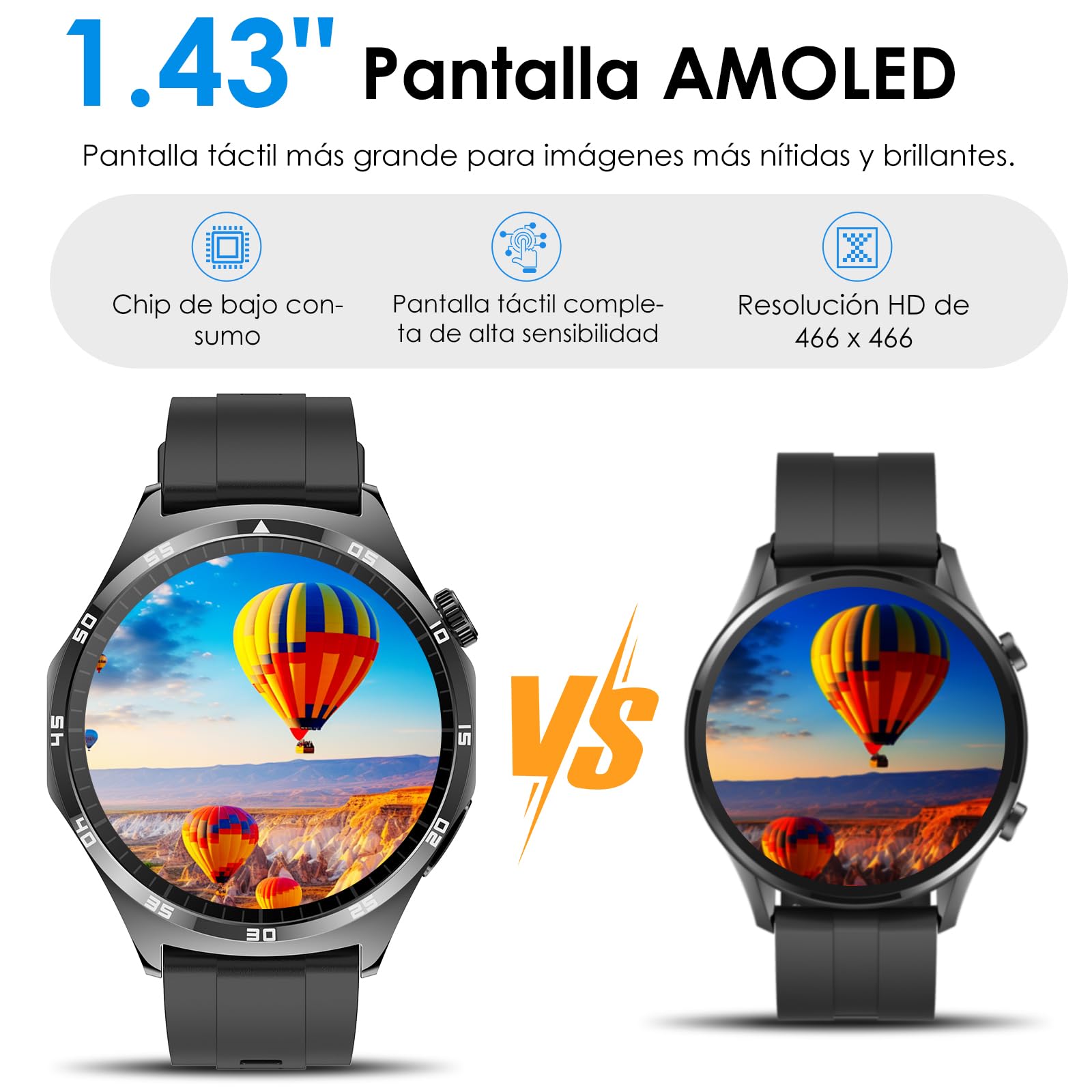 2025 Men's Smart Watch, 1.43 Inch AMOLED Smartwatch with Heart Rate Monitor/SpO2/Uric Acid/Lipids/Sleep/SOS/Bluetooth Call, Sports Fitness Tracker (Carbon Black)