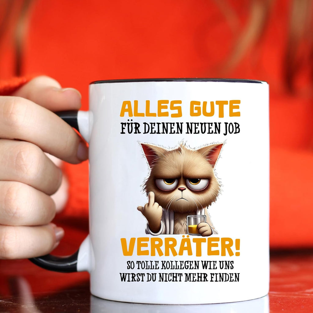 Caneca da colega | Caneca com texto em alemão Alles Gute Für Neuen Job Tasse | Lustige Tassen | Abschiesgeschenk Kollegen | Geschenk zum Abschied - Jobwechsel Abschieesgeschenk für Kollegen (Schwarz)