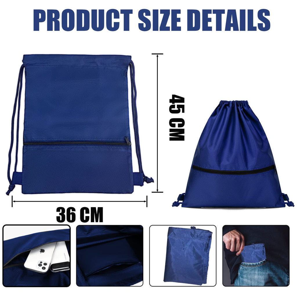 Jsdoin Waterproof Drawstring Bag for Gym, Sports Drawstring Backpack, Sports Bag, Zipper, School, Beach, Holiday, Swimming, Travel