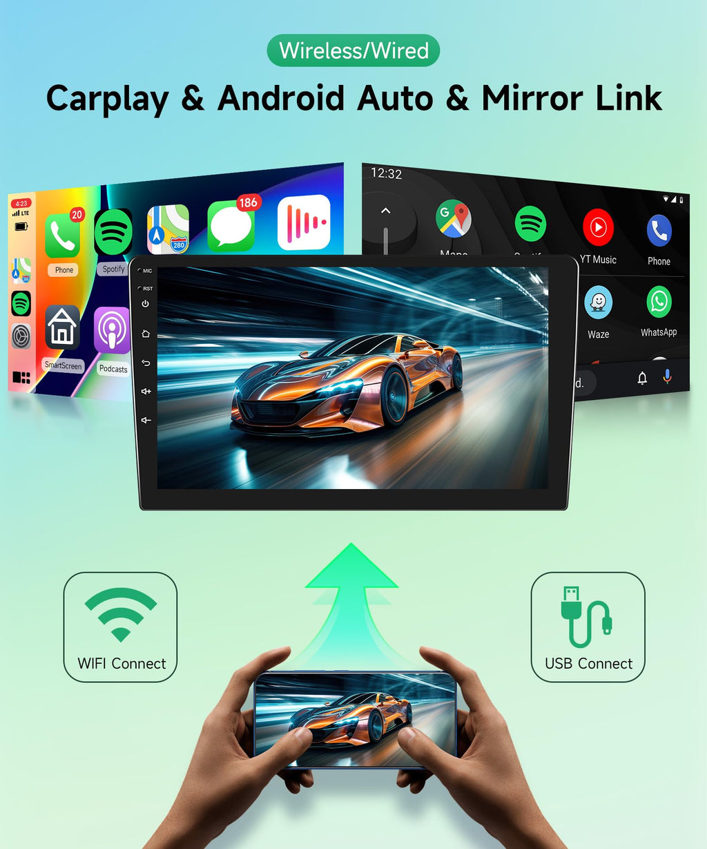 2G+64G Wireless Carplay Android Car Radio for Renault Dacia Logan 2 Sandero B52 2012-2019 9 Inch Radio with Android Auto Navi GPS WiFi Mirror Link Bluetooth FM/RDS/Dab/SWC Rear Camera