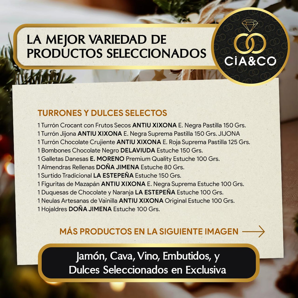 Christmas Basket with Gourmet Ham 2025 (Lot 217) · With Red and White Wine Rioja, Cava, Gin, Beer, Sweets and Iberian · Includes Customizable Card · Ideal Corporate or Family Gift