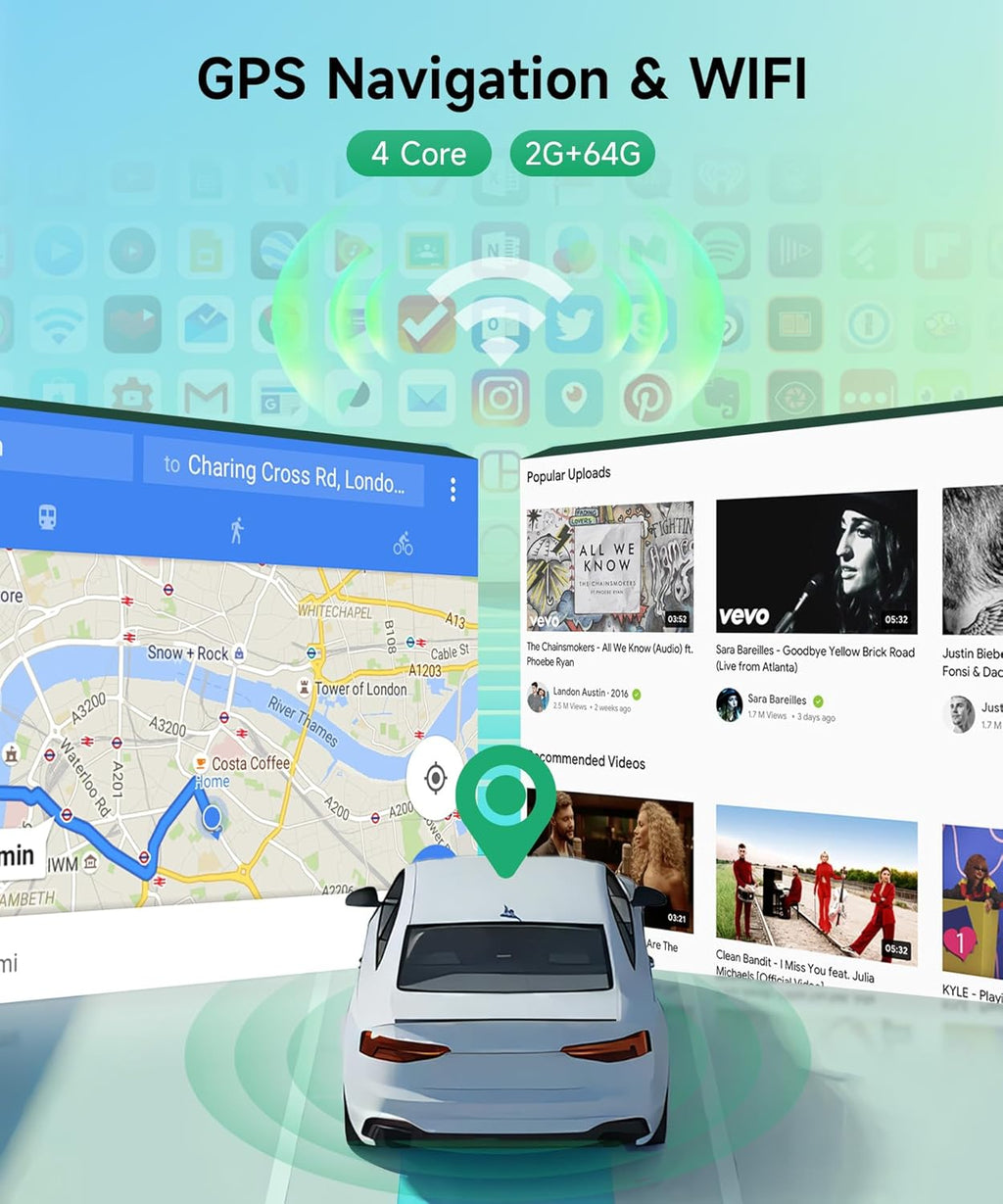 2G+64G Wireless Carplay Android Car Radio 2 Din for Mitsubishi ASX 1/Citroen C4/Peugeot 4008 10 Inch Car Radio with Android Auto GPS Navi WiFi Mirror Link Bluetooth FM/RDS Rear Camera