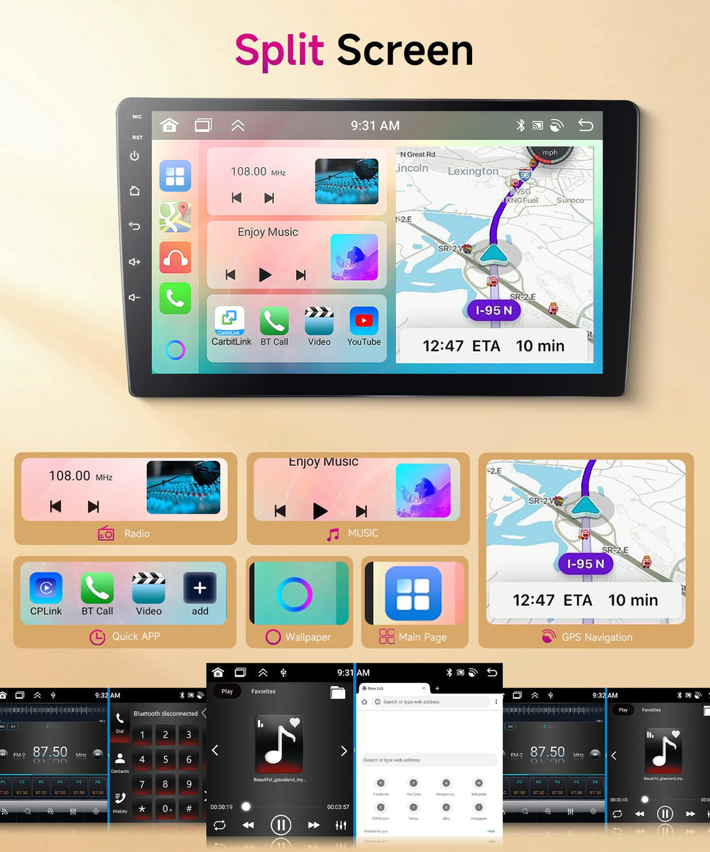 4G+64G Wireless Carplay Android Car Radio for Mercedes Benz S Class W220 VV220 1998-2005 9 Inch Radio with Android Auto GPS Navi WiFi Mirror Link Bluetooth FM/RDS/32 EQ/USB/SWC Rear Camera