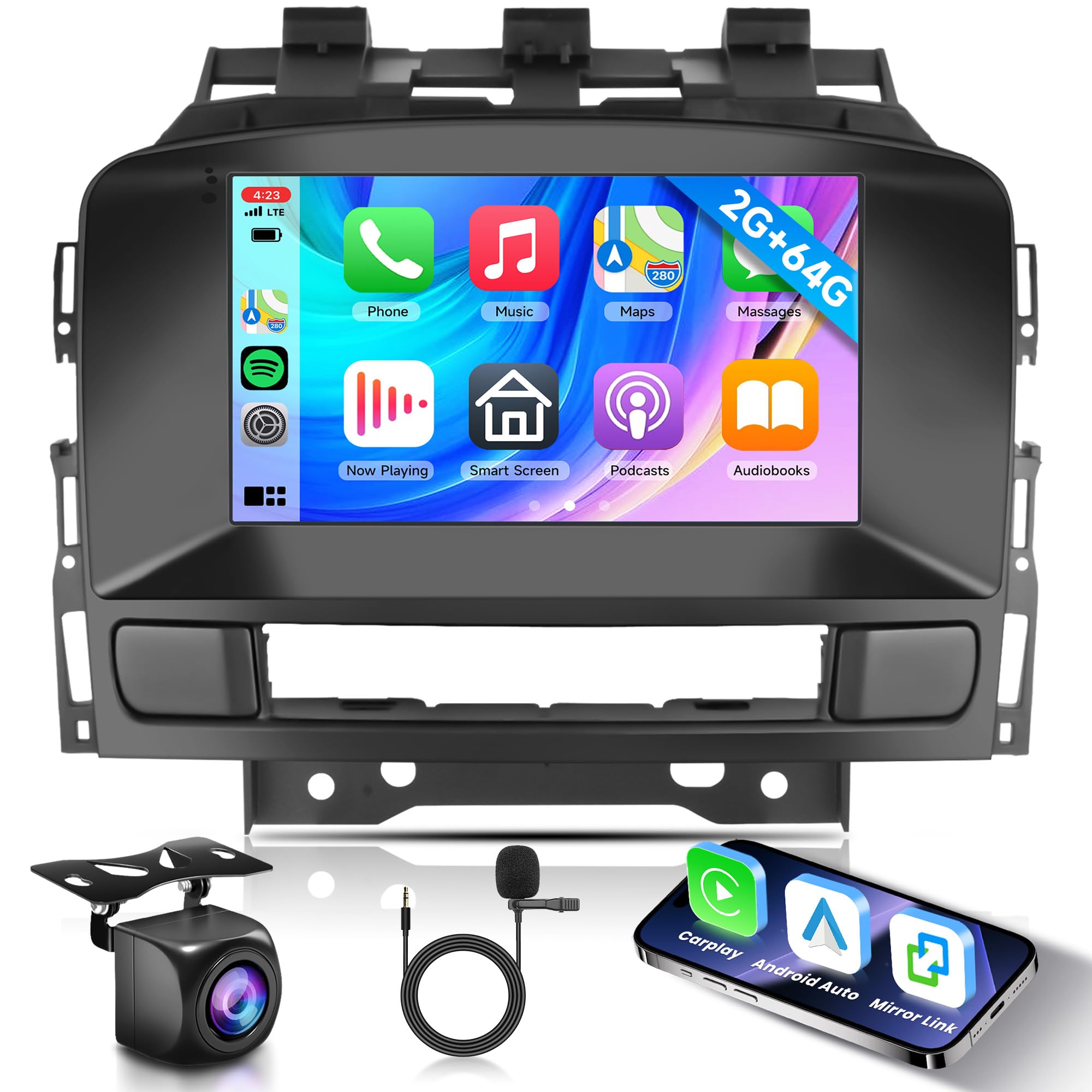 2G+64G Carplay Android Car Radio for Opel Astra J/Buick Excelle GT XT 2010-2014 7 Inch Car Radio 2 Din with Android Auto GPS Navi WiFi Mirror Link Bluetooth FM/RDS EQ/USB/SWC Rear Camera