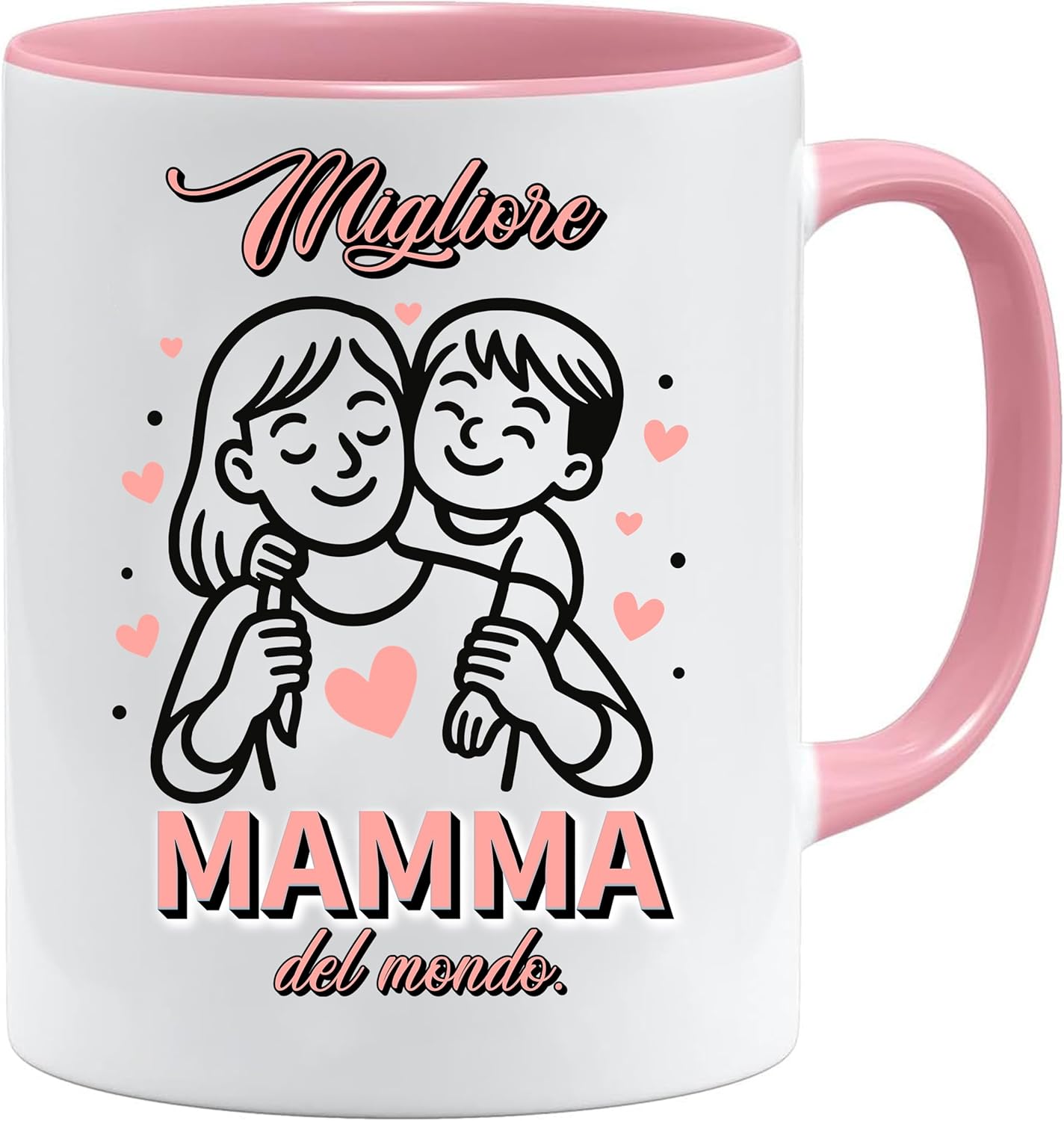 Jungle Mug Migliore Mamma del ondo caneca | ideia de presente italiana para o dia da mãe | ideia de presente amorosa para mãe com coração e criança
