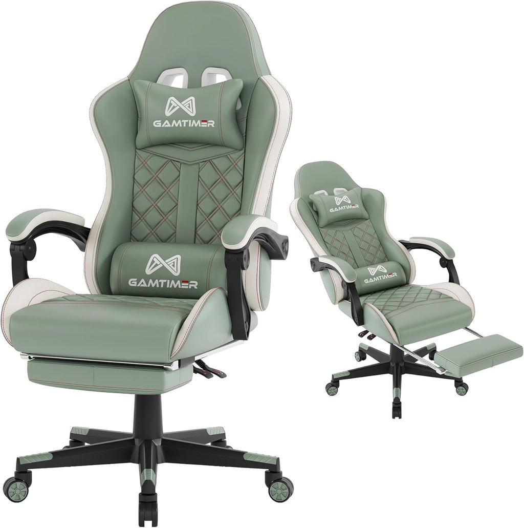 Gaming Chair, 400 lbs Adult Chair, High Back Computer Chair with Footrest and Linked Armrests, Office Video Game Chair with Lumbar Support (Grey)