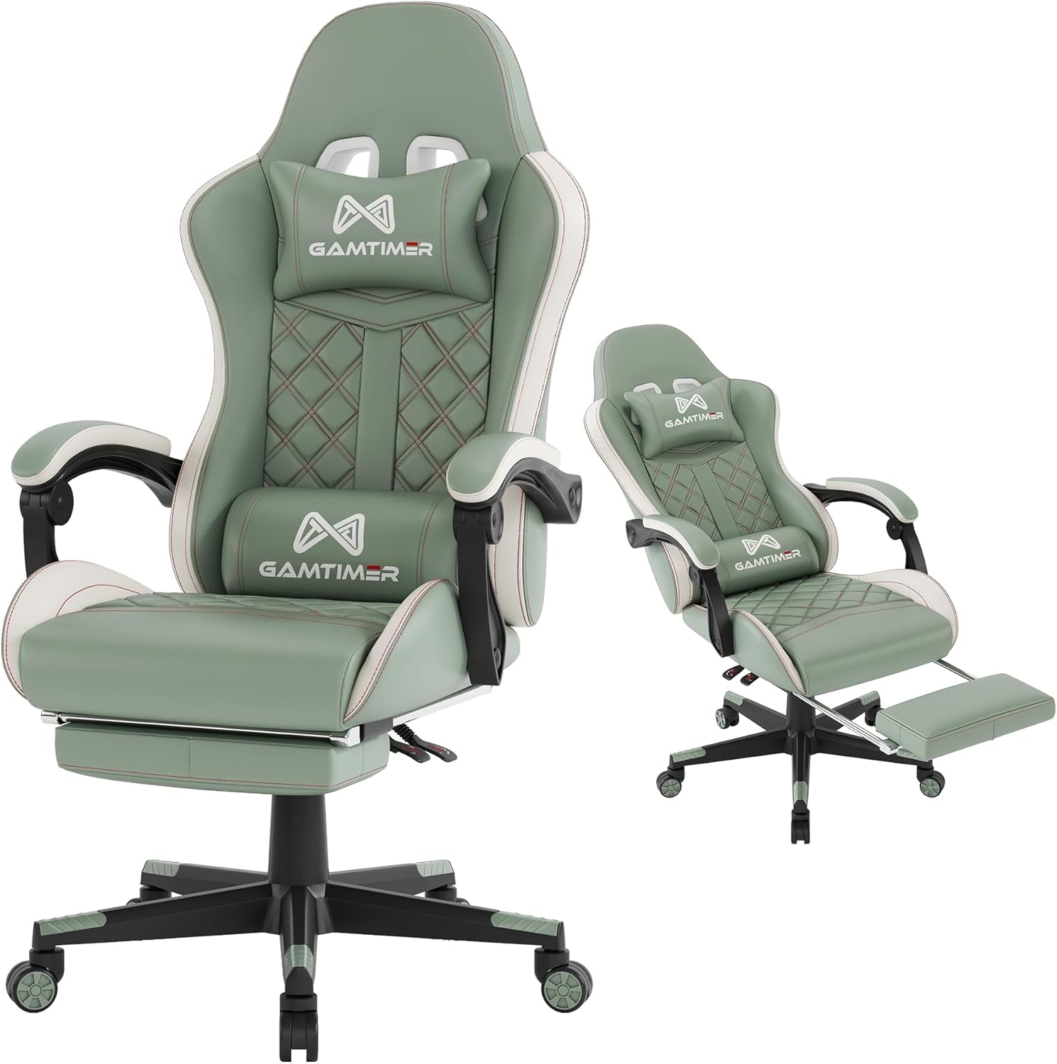 Gaming Chair, 400 lbs Adult Chair, High Back Computer Chair with Footrest and Linked Armrests, Office Video Game Chair with Lumbar Support (Grey)