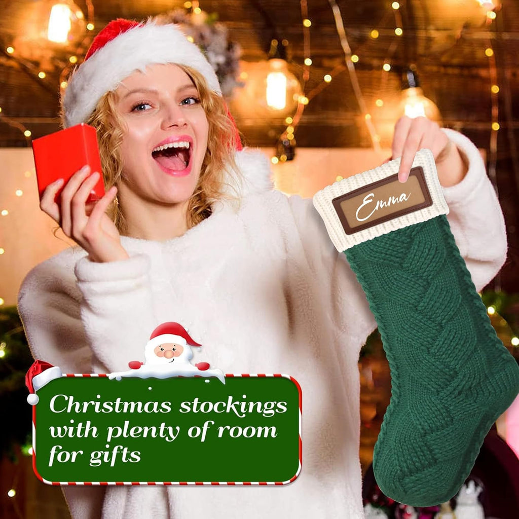 Dremisland Meias de Natal personalizadas meias natalícias de tecido com nome botas médias de Natal grande pendurar meias natalícias pai Natal Stocking para lareira decoração