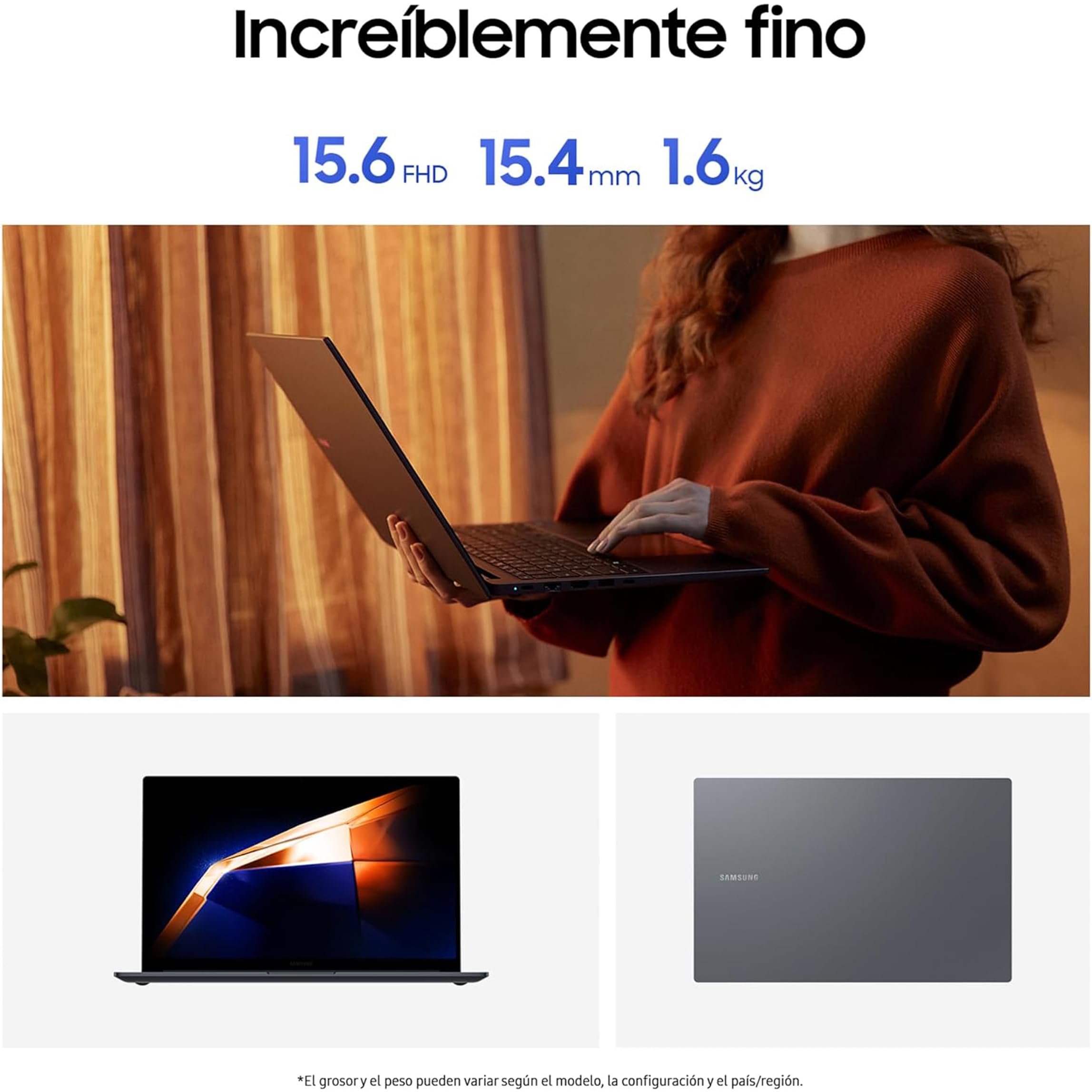 Samsung Galaxy Book4 Edge, computador portátil IA Copilot+, PC HDR de 16", Snapdragon X Elite X1E-84-100, 16GM RAM, 1TB SSD, Qualcomm Adreno GPU, Windows 11 Home, azul, teclado QWERTY espanhol