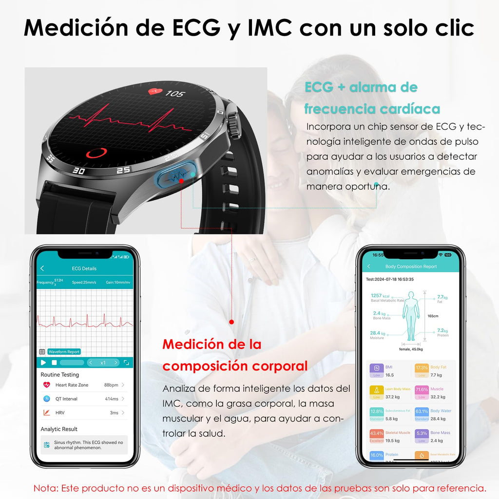 2025 Men's Smart Watch, 1.43 Inch AMOLED Smartwatch with Heart Rate Monitor/SpO2/Uric Acid/Lipids/Sleep/SOS/Bluetooth Call, Sports Fitness Tracker (Carbon Black)