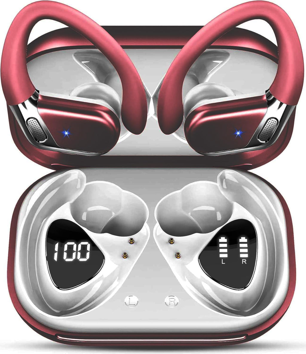 Bluetooth Headphones, Mpermeable Wireless Noise Cancelling Headphones ENC and 4 HD Mics, Sports Bluetooth Headphones with HiFi Stereo, Wireless Earbuds with Display