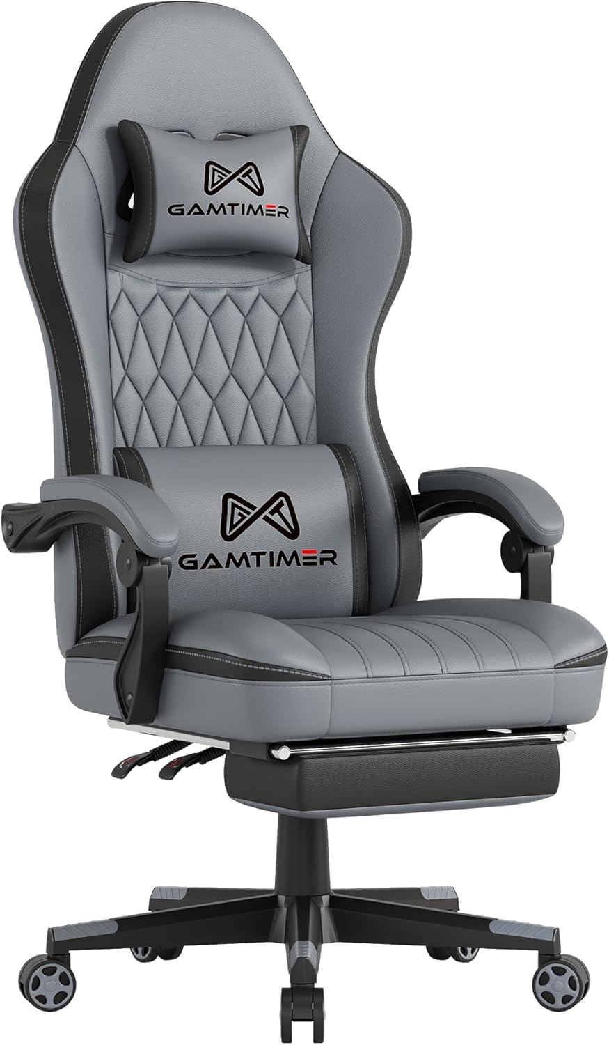 Gaming Chair, 400 lbs Adult Chair, High Back Computer Chair with Footrest and Linked Armrests, Office Video Game Chair with Lumbar Support (Grey)