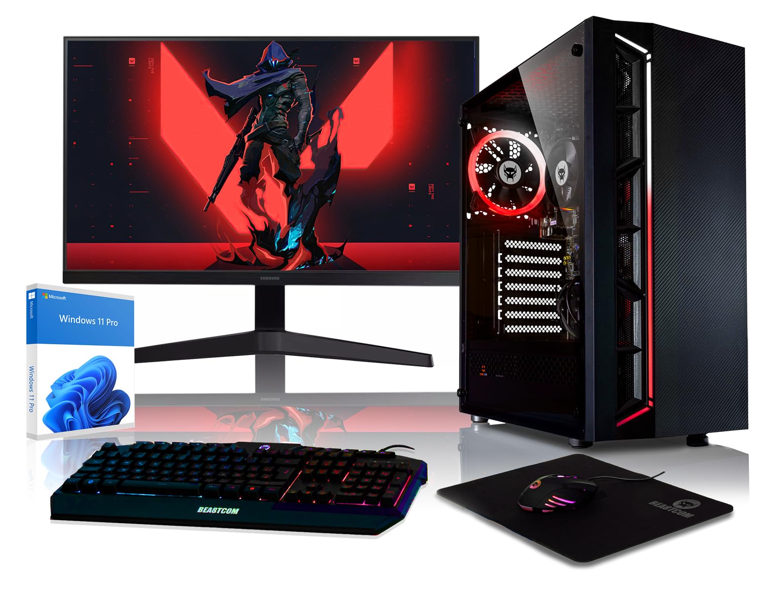 BEASTCOM® Q3 Essential Gaming, PC para jogos de 8 fios, AMD Ryzen 3 4X 4,00 GHz, gráficos 4K Vega 6 Core, 16 GB de RAM, SSD de 1 TB, HDMI, WiFi, Windows 11 Pro