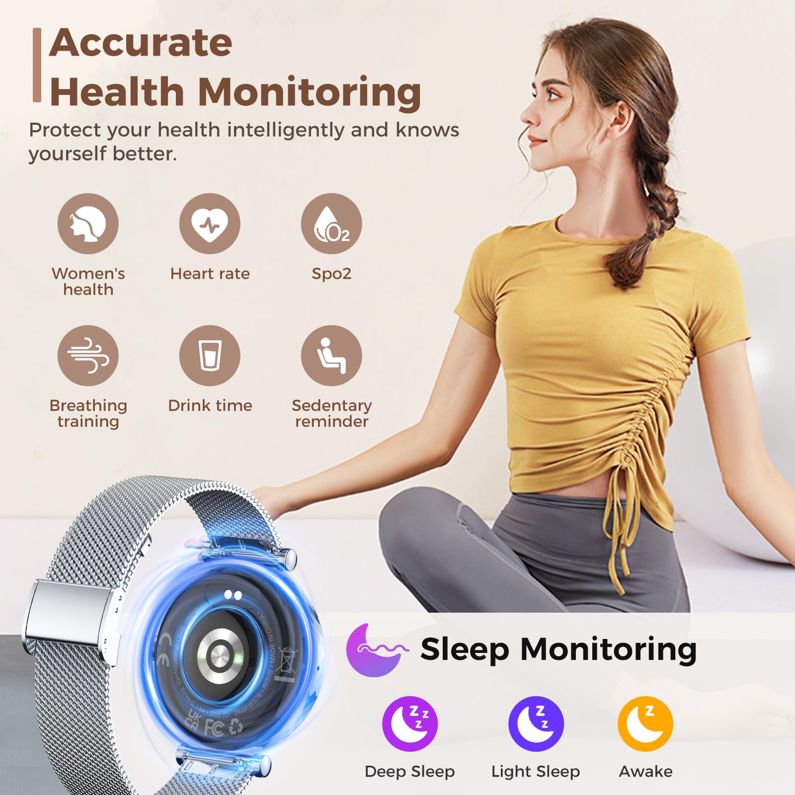 Smart Watch Women, 2025 New Smartwatch Woman with Calls, Smart Watch Menstrual Cycle/Sleep Monitor/SpO2/Pedometer/110+ Sports Modes, IP68 Waterproof Sports Watch for Android iOS