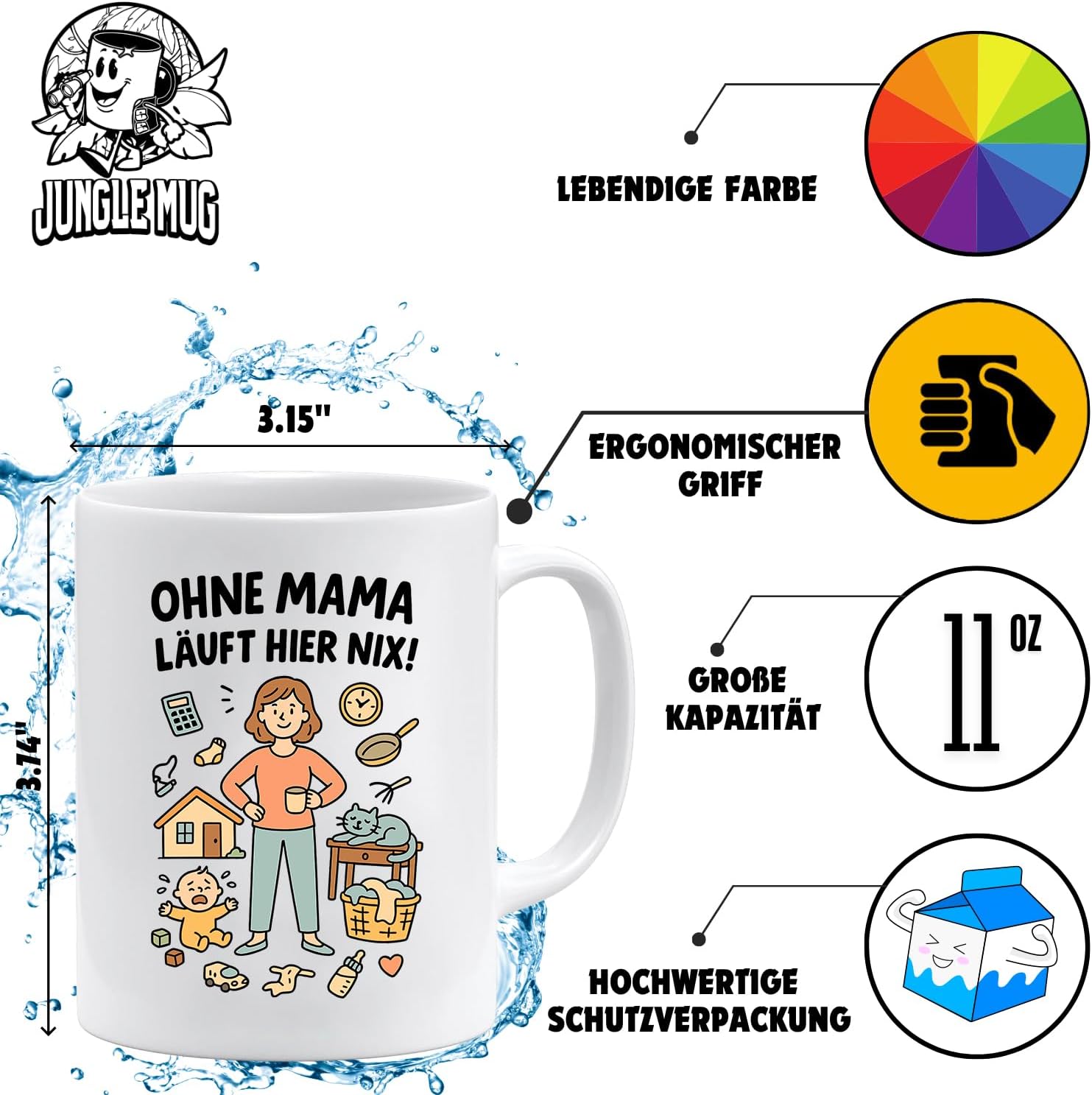 Jungle Mug Caneca de café com ilustrações para mãe e dia a dia