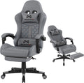 Gaming Chair, 400 lbs Adult Chair, High Back Computer Chair with Footrest and Linked Armrests, Office Video Game Chair with Lumbar Support (Grey)