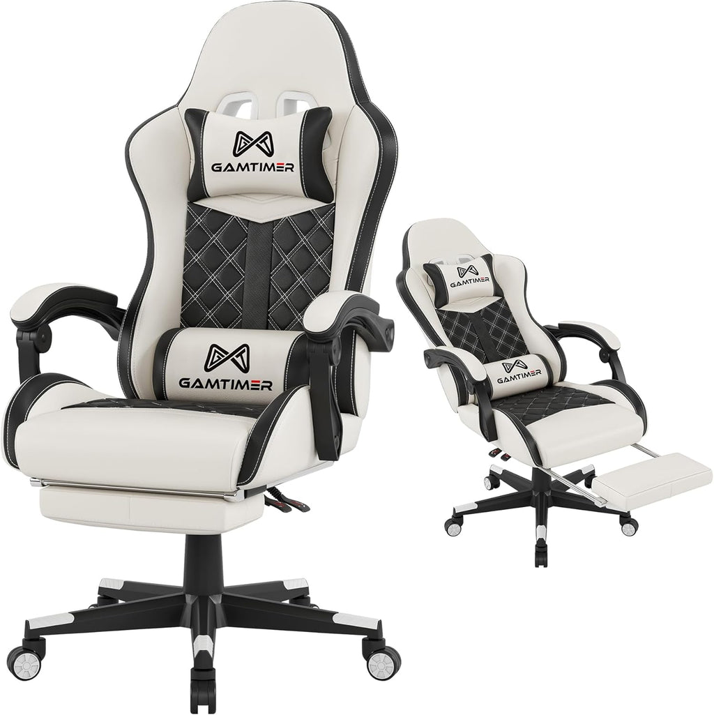 Gaming Chair, 400 lbs Adult Chair, High Back Computer Chair with Footrest and Linked Armrests, Office Video Game Chair with Lumbar Support (Grey)