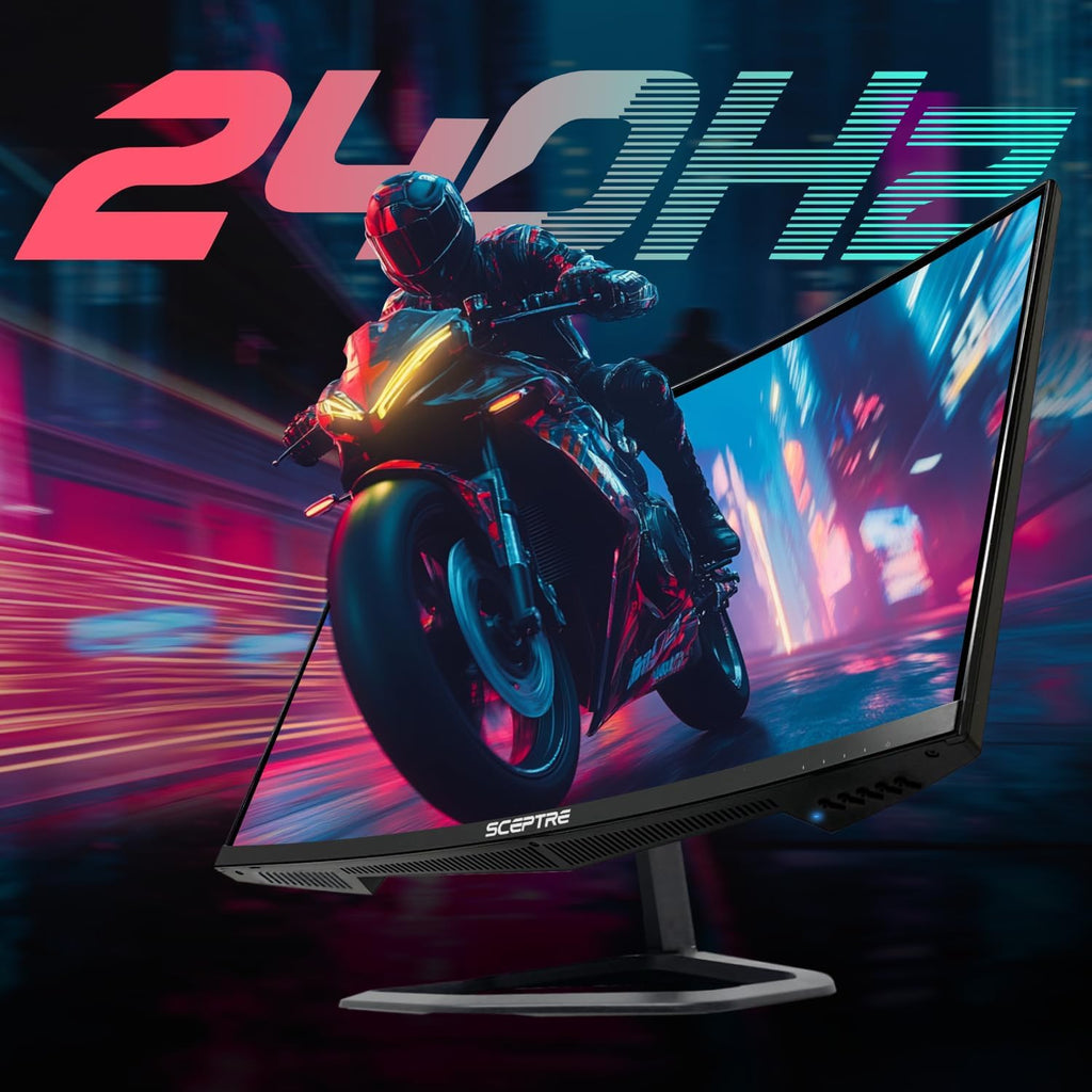 Sceptre New Curved 24.5-inch Gaming Monitor up to 240Hz 1080p R1500 1ms DisplayPort x2 HDMI x2 Blue Light Shift Build-in Speakers, Machine Black 2025 (C255B-FWT240 Series)