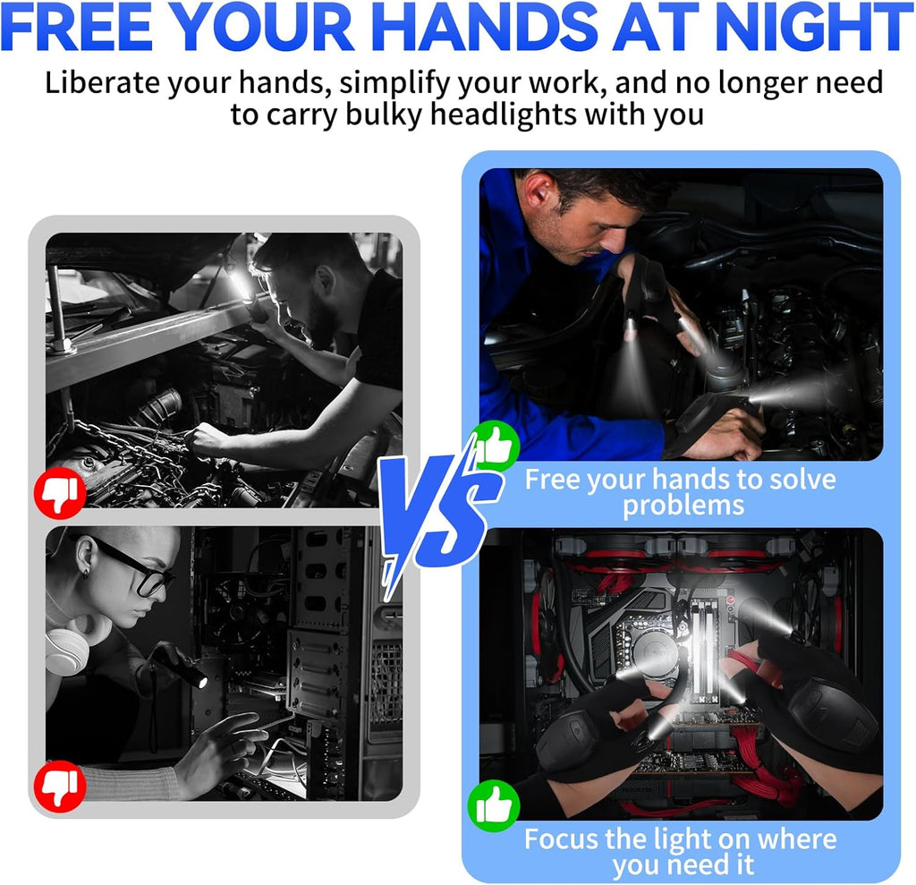 1 Pair of LED Flashlights, Gifts for Men, Fishing Gloves, Gifts for Men, Birthday Gifts Gadgets for Men, Gifts for Dad, Advent Calendar