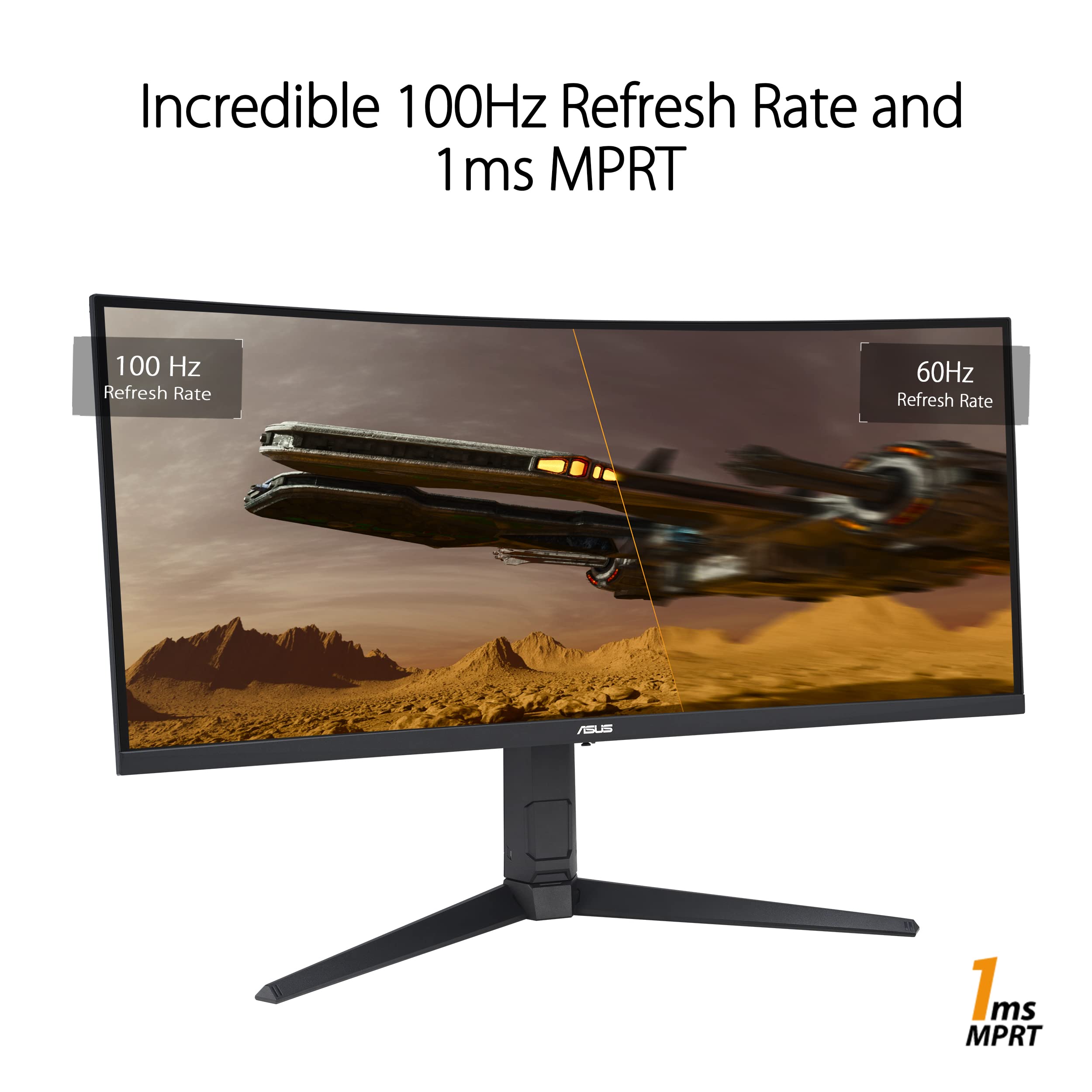 ASUS TUF Gaming VG34VQEL1A – 34 Inch Curved Gaming Monitor, UWQHD, 100 Hz, Extreme Low Motion Blur, Freesync, 1ms MPRT, 125% sRGB, HDR
