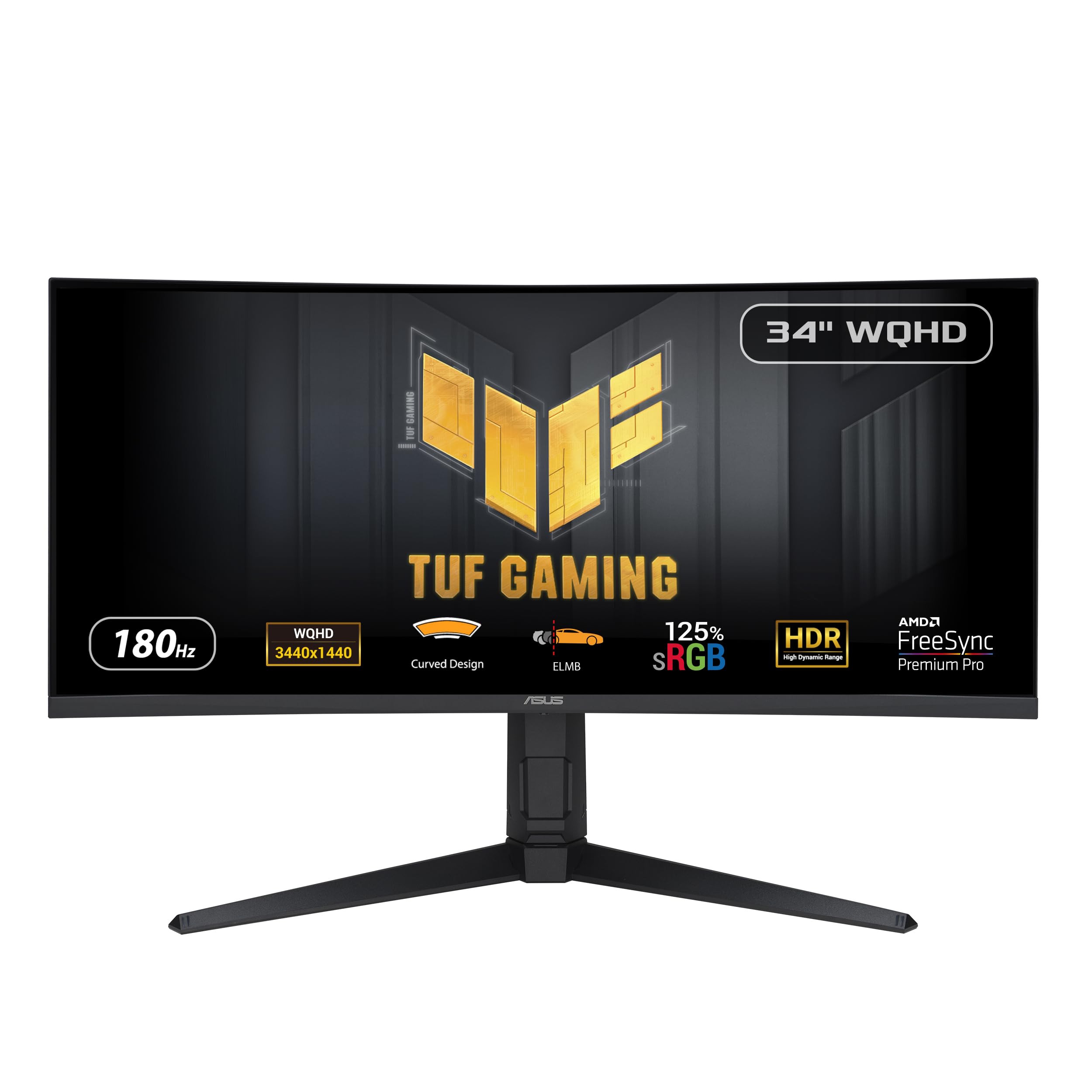 ASUS TUF Gaming VG34VQEL1A – 34 Inch Curved Gaming Monitor, UWQHD, 100 Hz, Extreme Low Motion Blur, Freesync, 1ms MPRT, 125% sRGB, HDR