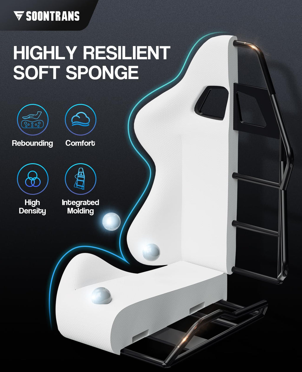 Silla gamer Soontrans con masajeador, reposapiés y reposacabezas, ergonómica, cojín de masaje lumbar, transmisión en vivo de YouTube y PlayStation (azul) 