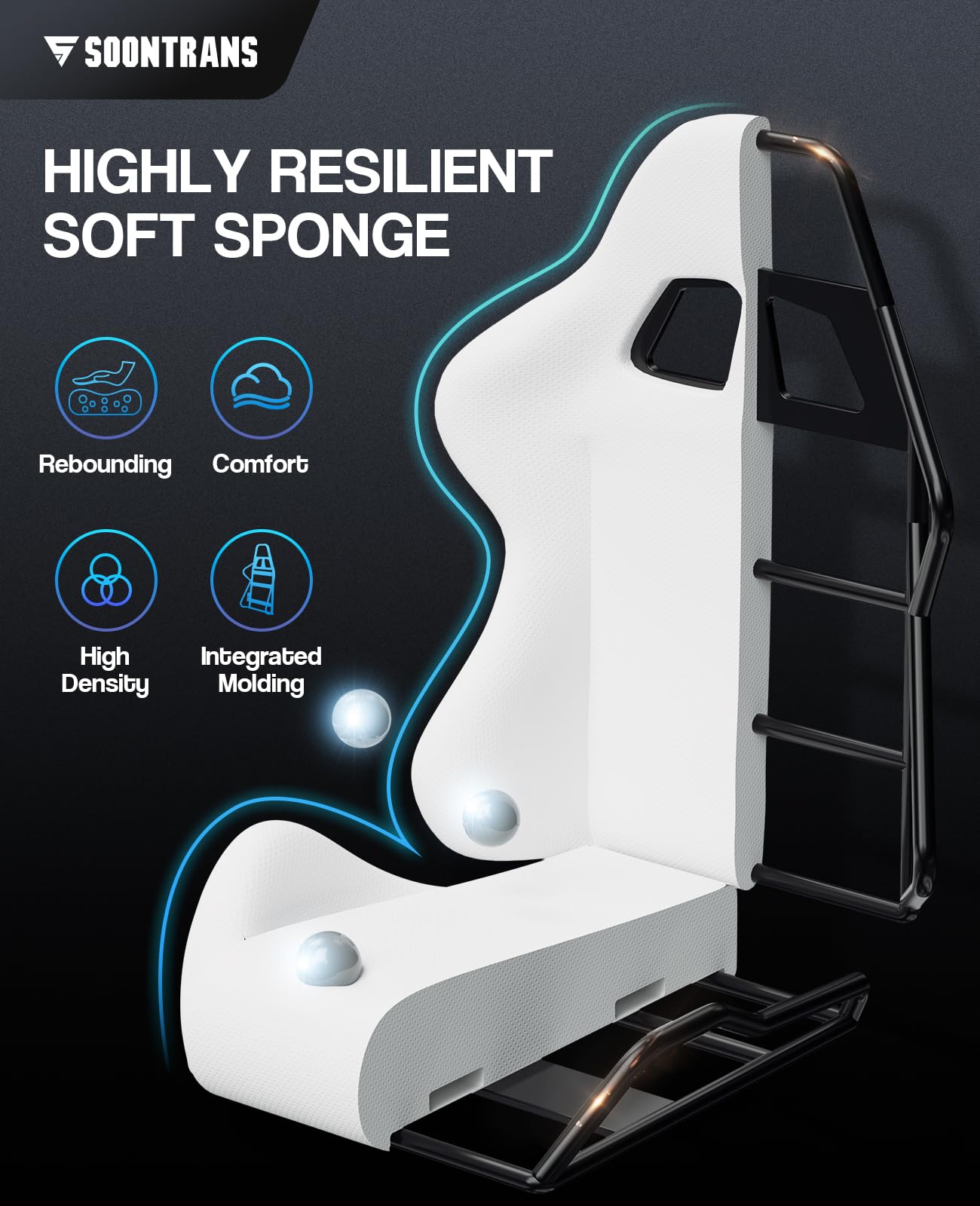 Silla gamer Soontrans con masajeador, reposapiés y reposacabezas, ergonómica, cojín de masaje lumbar, transmisión en vivo de YouTube y PlayStation (azul) 