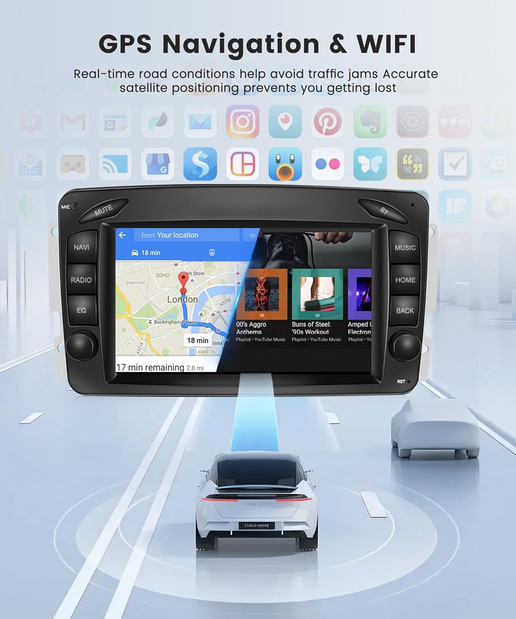 4G + 64G Wireless CarPlay Android Car Radio for Mercedes Benz W168 W203 CLK C209 / W209 SLK / W170 W463 Viano Vito Vaneo 7 Inch Radio with Android Auto GPS Navi WiFi Bluetooth FM / RDS Rear Camera 