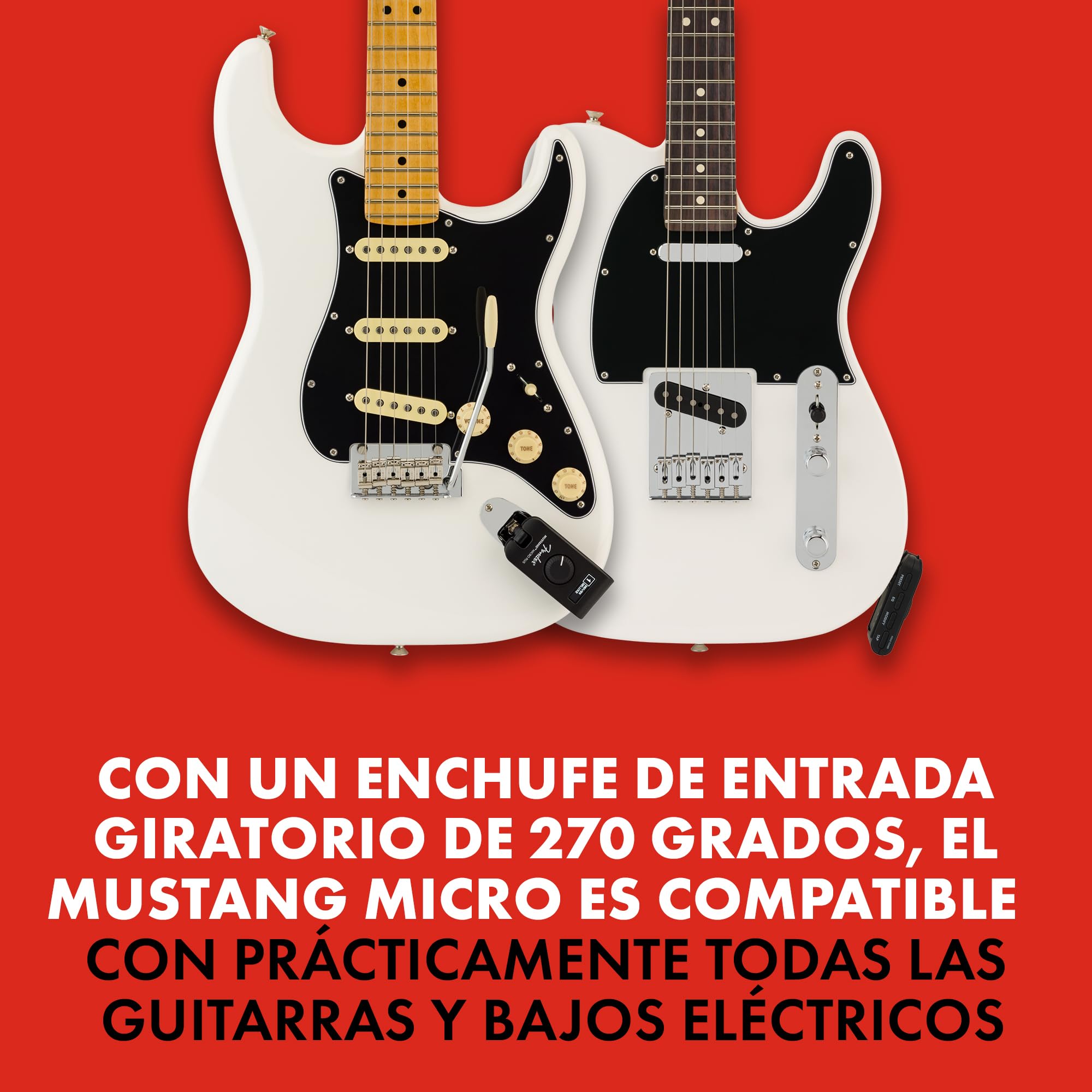 Fender Mustang Micro Plus amplificador de guitarra, amplificador de auriculares pessoal com 25 modelos de amplificador, 25 efeitos, Bluetooth e 100 presets, recarregável por USB