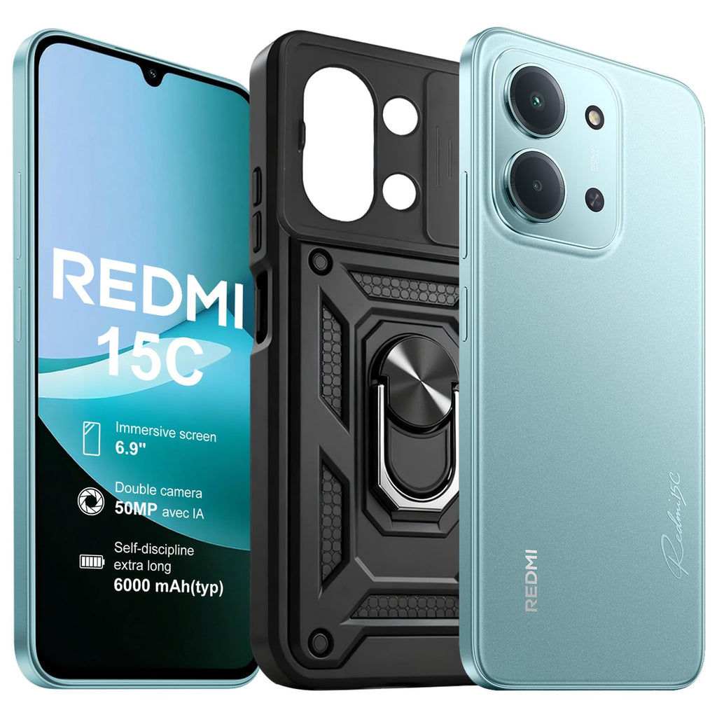 XIAOMI Redmi 15C Smartphone 4+128GB Pantalla de 6.9" 120Hz cámara IA de 50MP batería de 6000mAh Carga rápida de 33W procesador Octa-Core Azul(con Funda)