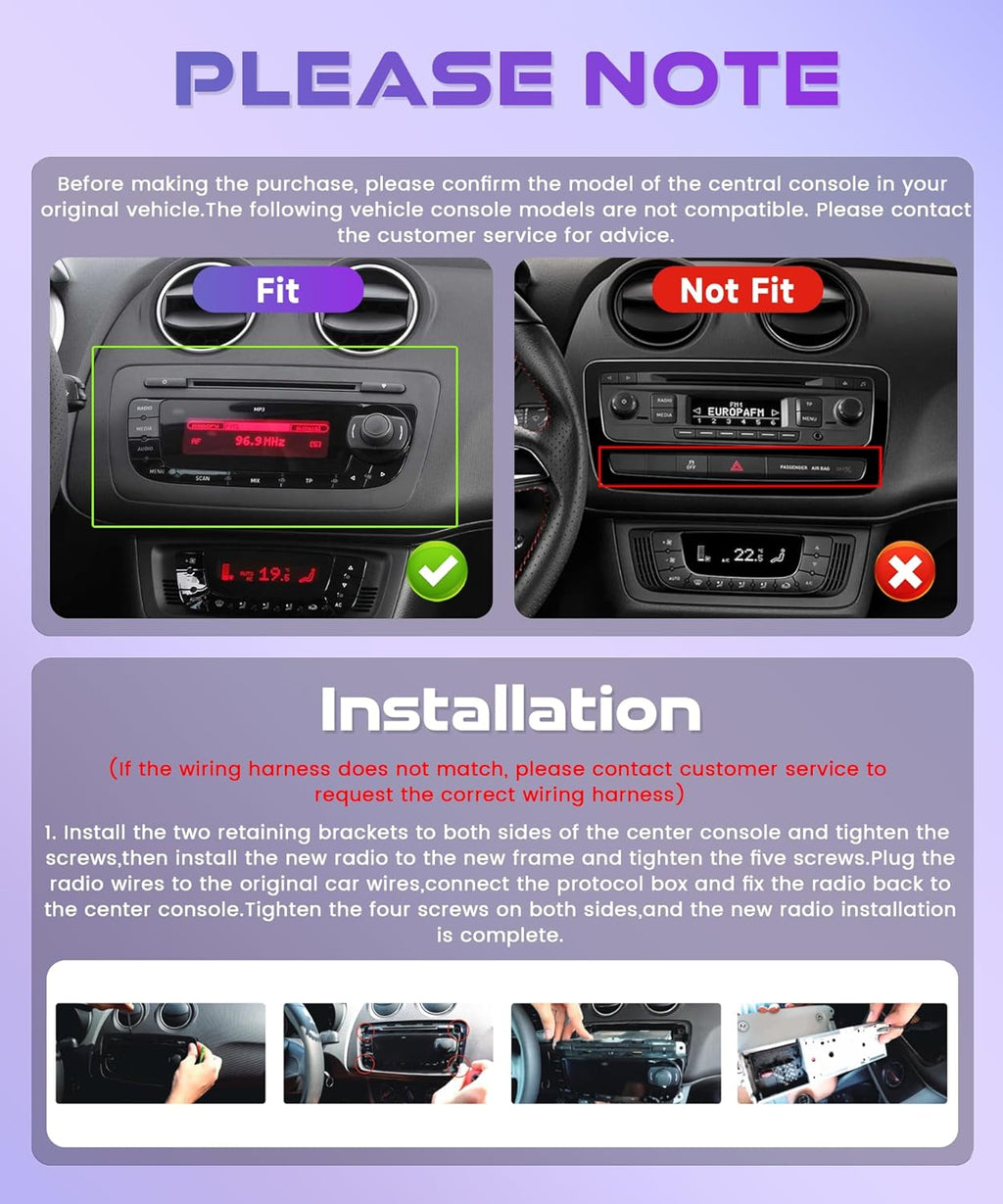 4G+128G Wireless Carplay Android Car Radio for Seat Ibiza 6J IV 2009-2014 9 Inch Incell Screen Car Radio with Android Auto GPS Navi WiFi Mirror Link Bluetooth FM/RDS EQ/SWC Rear Camera