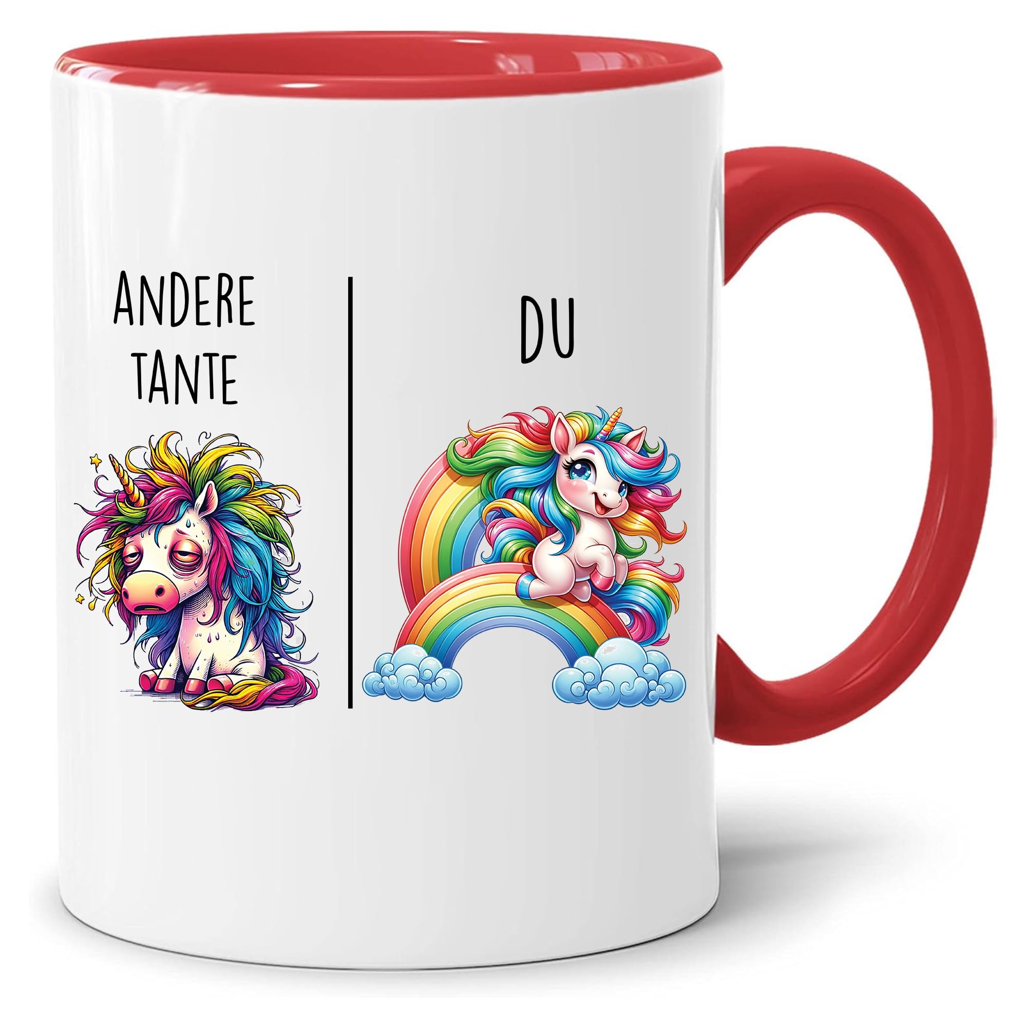 Jungle Mug Caneca com texto em alemão Andere Tía vs Du | Tia Geschenk für Frauen casamento Hochzeit | Geschenkidee Frau Geburtstag Weihnachten Patentante Familie Kaffee-Becher (Weiß-)