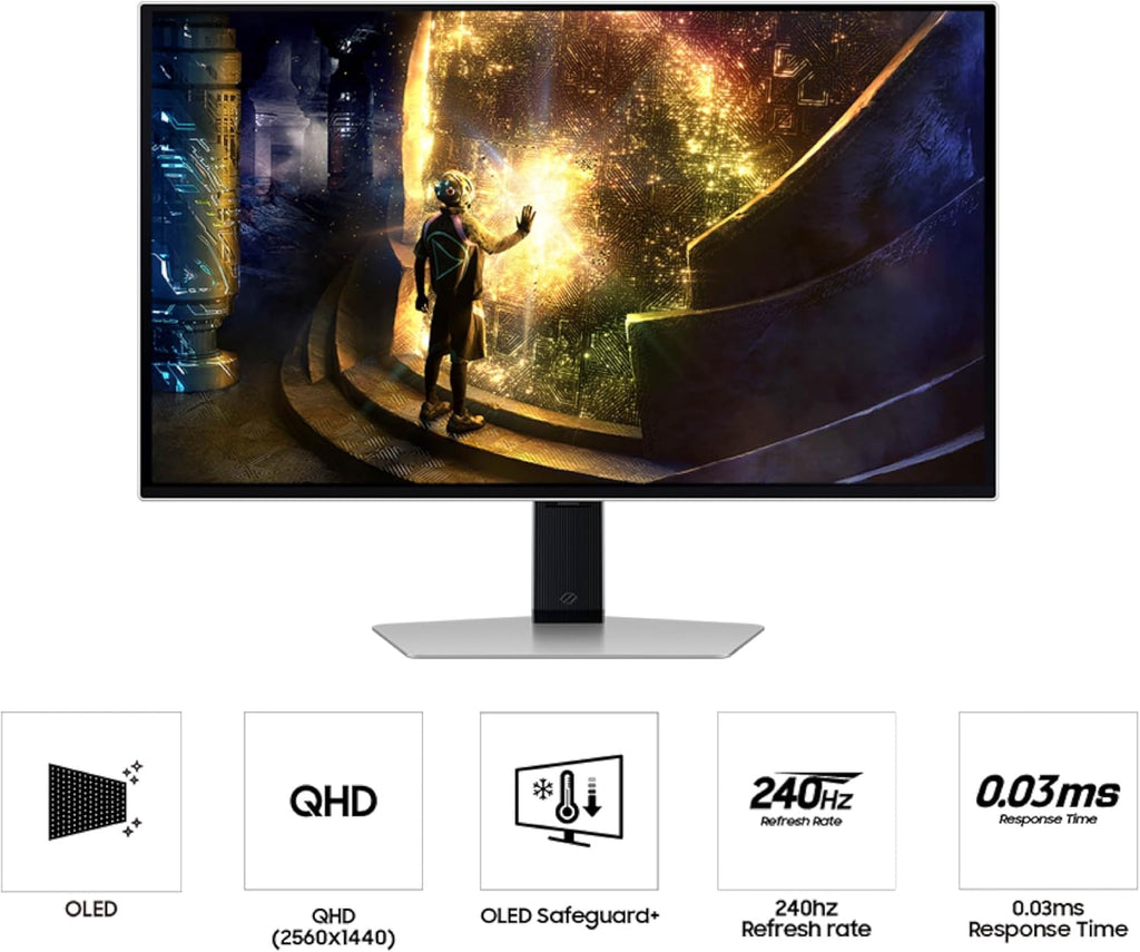Samsung 27” Odyssey OLED G6 (G61SD) QHD & QD-OLED 240Hz 0.03ms FreeSync Premium Pro Gaming Monitor with Sleek Metal Design, 3 Year Warranty, US, LS27DG610SNXZA