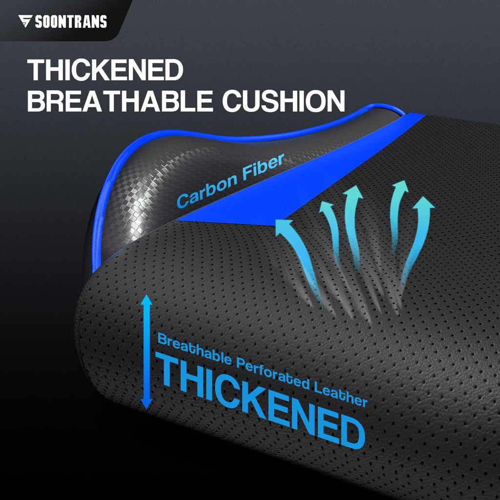 Silla gamer Soontrans con masajeador, reposapiés y reposacabezas, ergonómica, cojín de masaje lumbar, transmisión en vivo de YouTube y PlayStation (azul) 